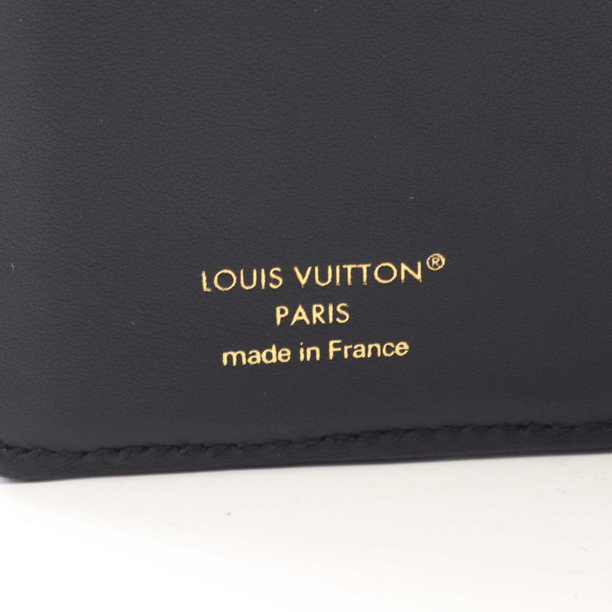 Louis Vuitton Portefeuille Lou Bifold Wallet, Leather, Monogram Embossed, Women's, Black, M81599