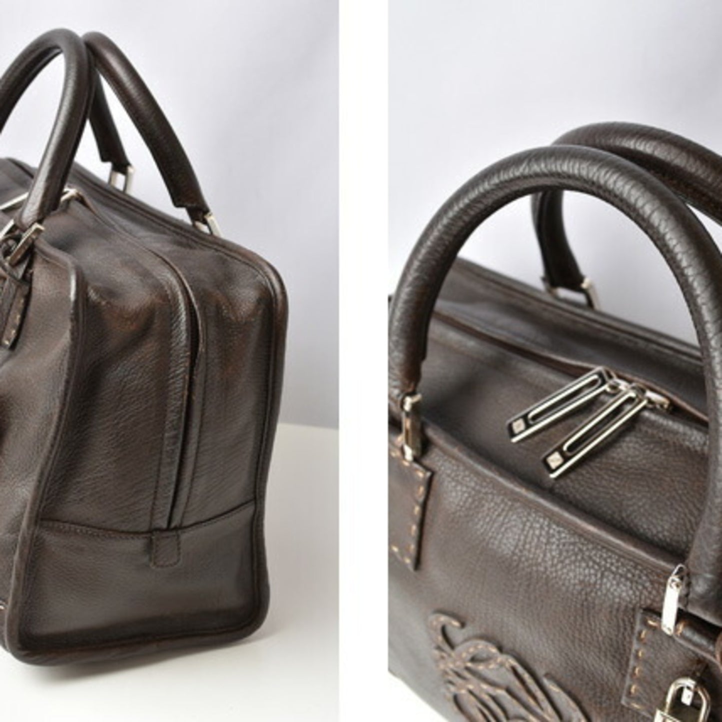 LOEWE Handbag Amazona 36 AMAZONA Leather Dark Brown