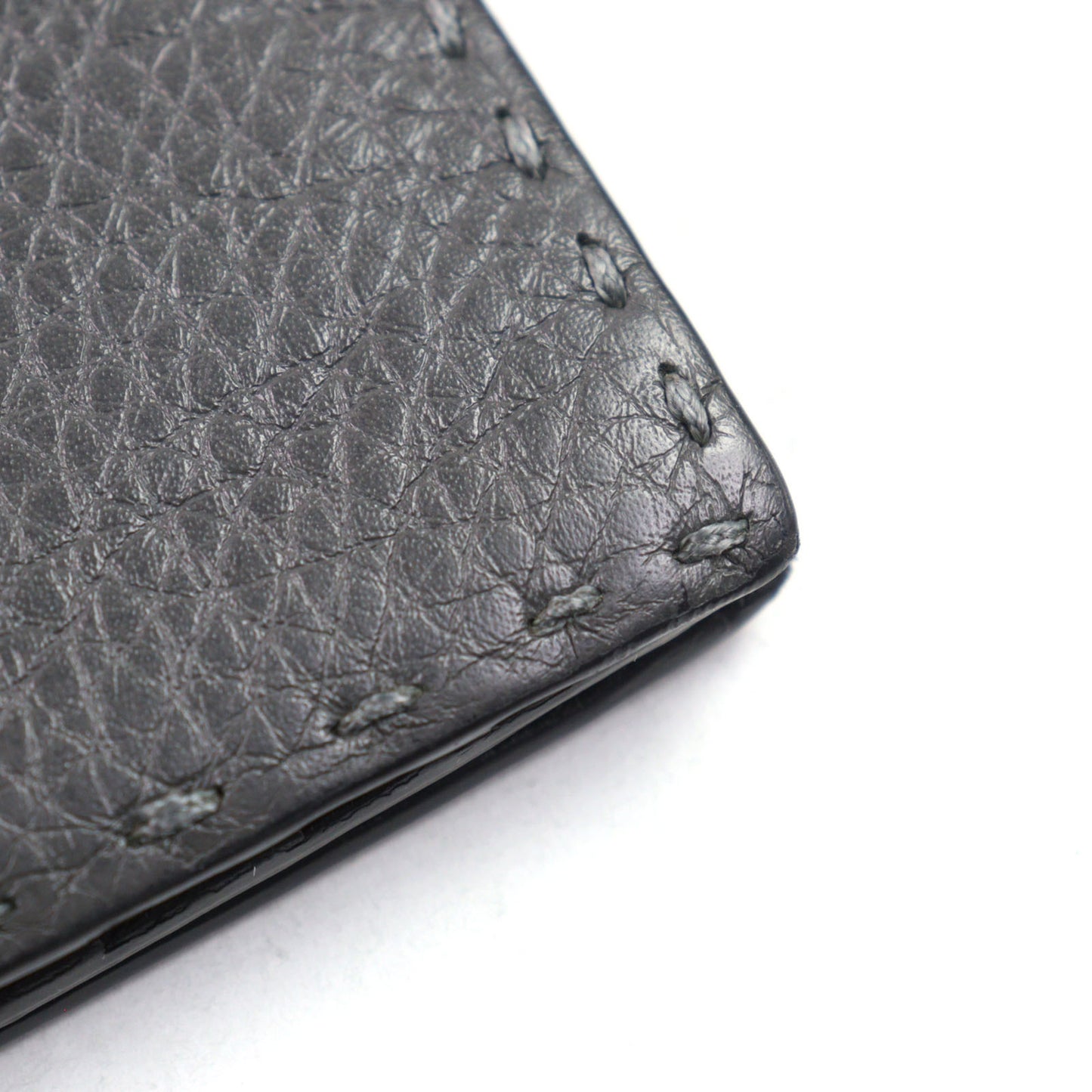 FENDI SELLERIA CUOIO ROMANO Long Wallet in Gray with Hand-Stitched Grained Calfskin, Made Italy, Men's, 7M0186