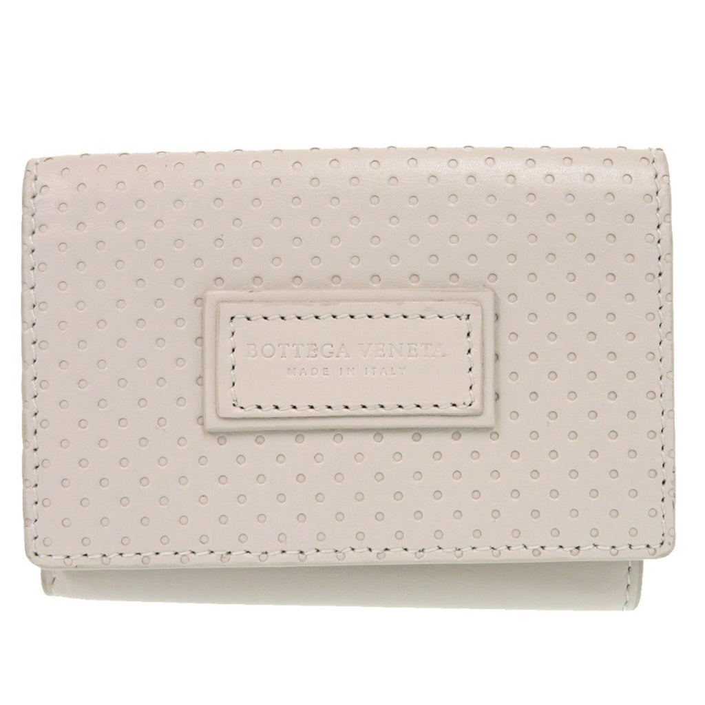 Like new Bottega Veneta Leggero Compact Wallet 515385 in calfskin BIANCO MIST ivory tri-fold wallet 2084 BOTTEGAVENETA