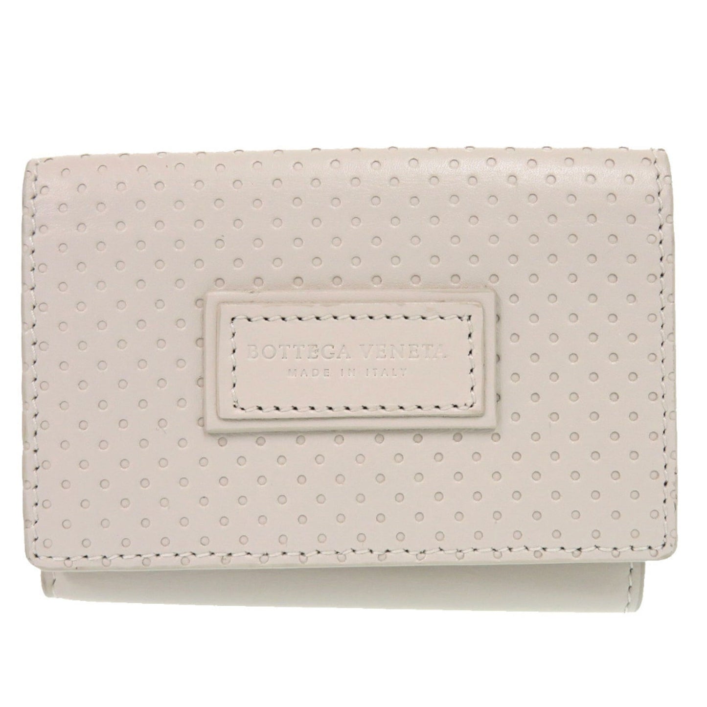 Like new Bottega Veneta Leggero Compact Wallet 515385 in calfskin BIANCO MIST ivory tri-fold wallet 2084 BOTTEGAVENETA