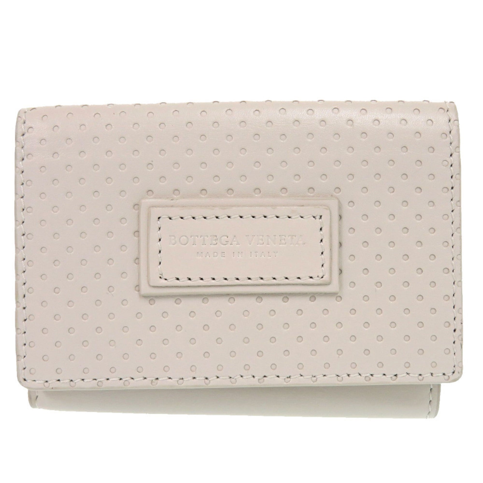 Like new Bottega Veneta Leggero Compact Wallet 515385 in calfskin BIANCO MIST ivory tri-fold wallet 2084 BOTTEGAVENETA