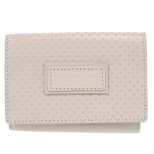 Like new Bottega Veneta Leggero Compact Wallet 515385 in calfskin BIANCO MIST ivory tri-fold wallet 2084 BOTTEGAVENETA