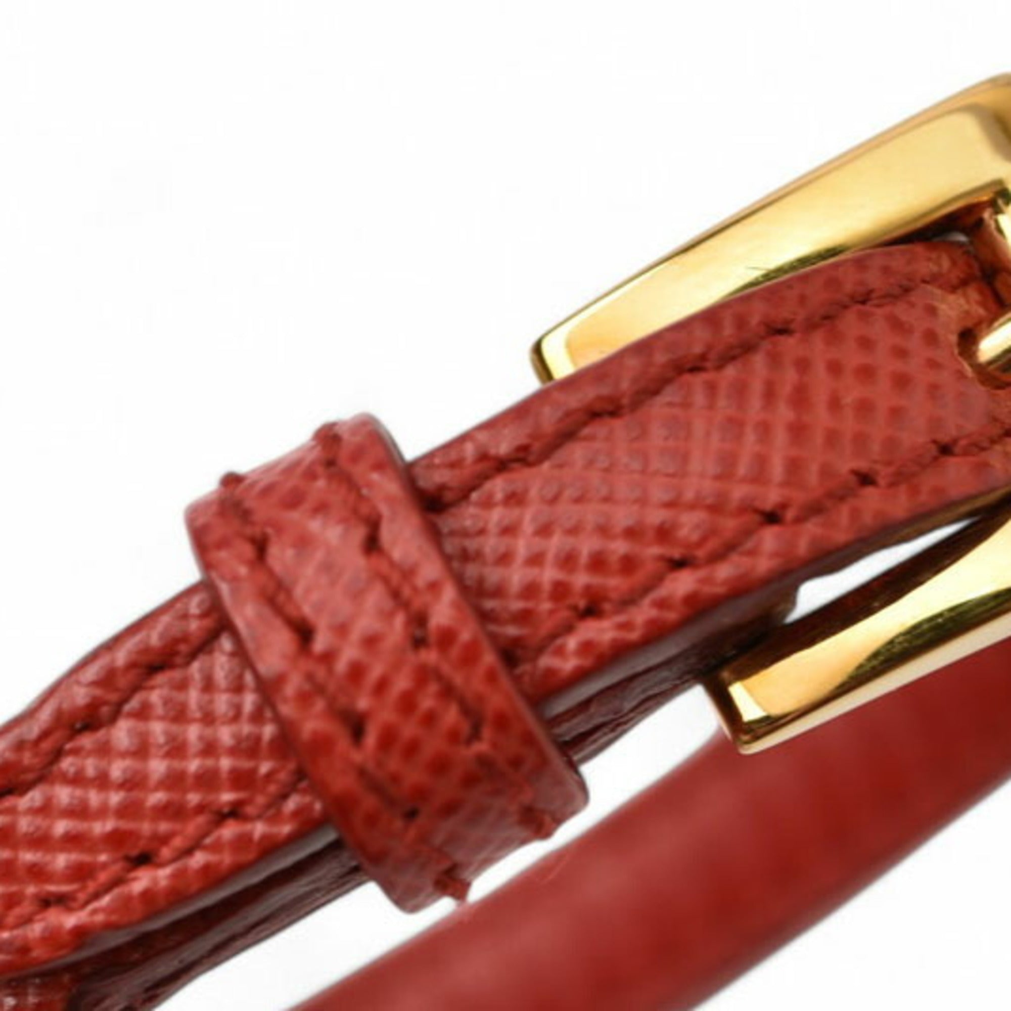 PRADA Unused Bracelet Bangle SAFFIANO Saffiano Heart Charm FUOCO Red 1AJD45 — New - Store Return