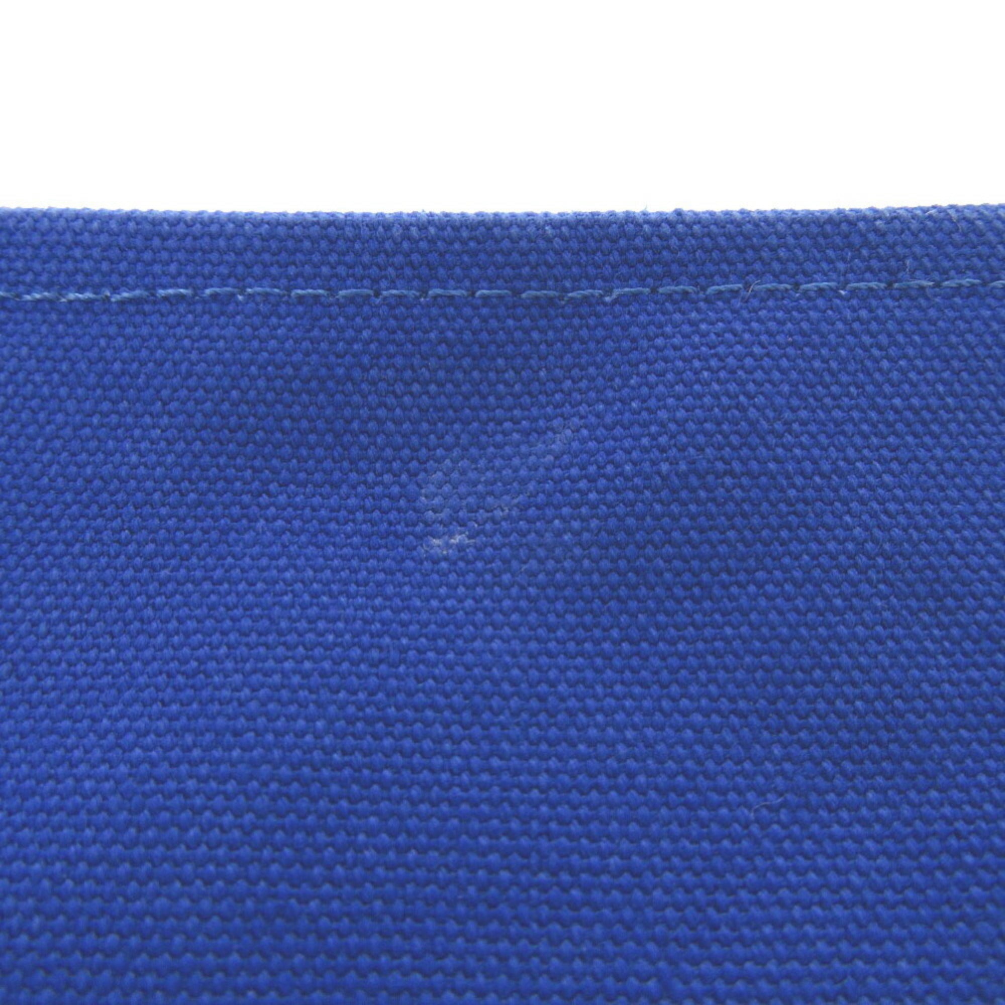 Hermes Flat Pouch MM Canvas Blue 0275HERMES — Like New