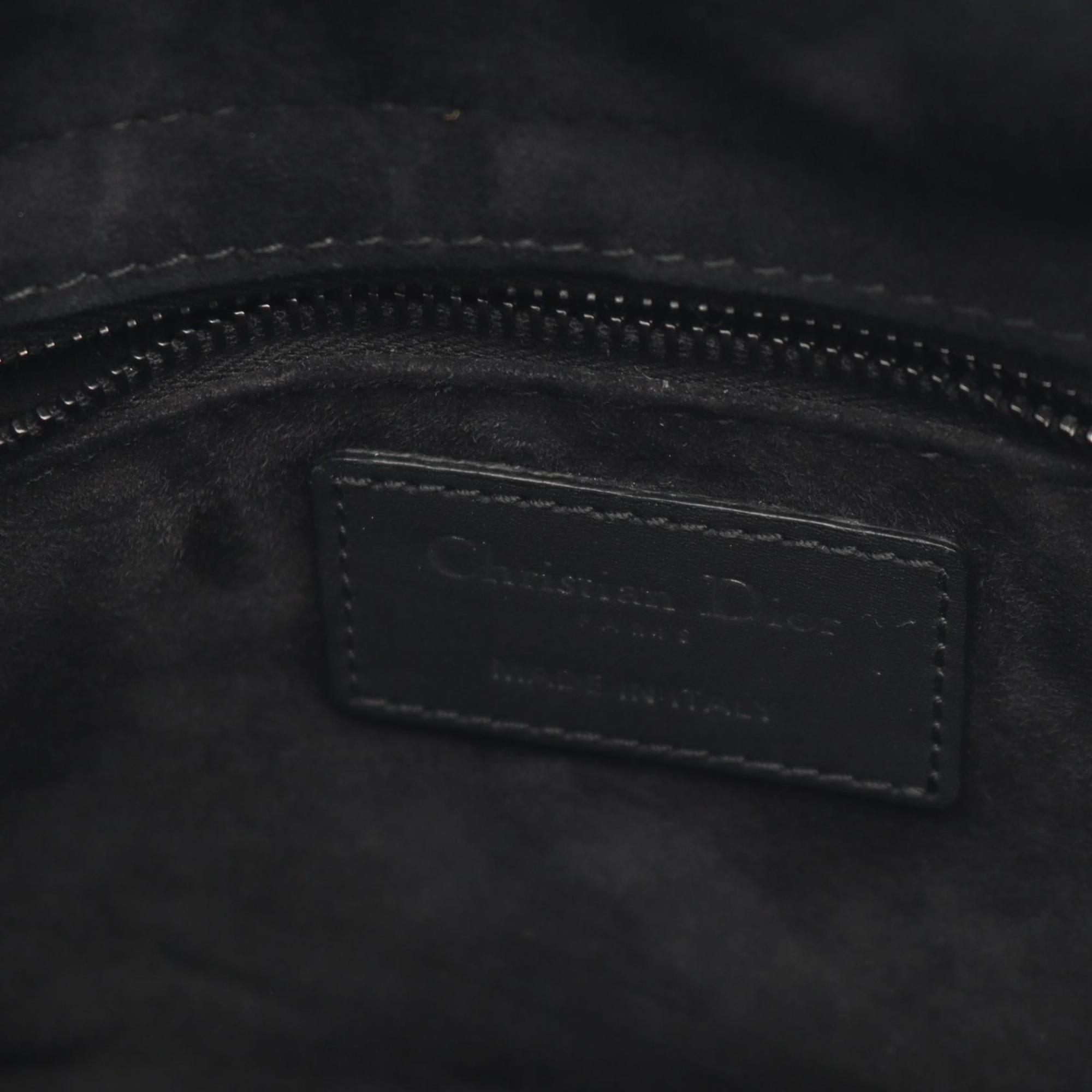 Christian Dior Dior LADY DIOR MY ABCDIOR Lady Small Cannage Handbag, Leather, Women's, Black