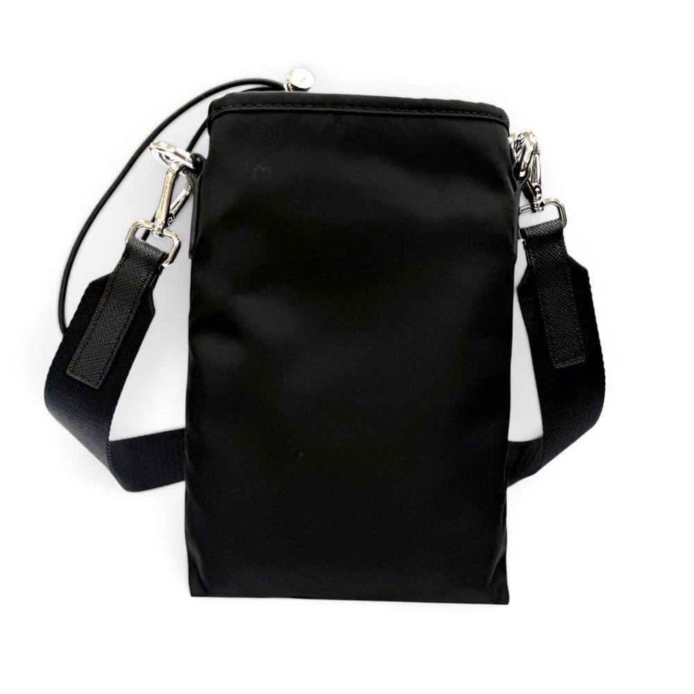 PRADA 2ZH155 Nylon Leather Re-Nylon Triangle Logo Plate Phone Case Shoulder Bag Black Silver Hardware Made in Italy Men's Comes with Box — Like New