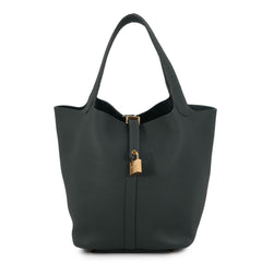 Hermes Picotin Lock MM Handbag, Vert Mangrove, Taurillon Clemence Leather, K Stamp, HERMES Tote Bag, Lock, Picotin, Women's — Like New