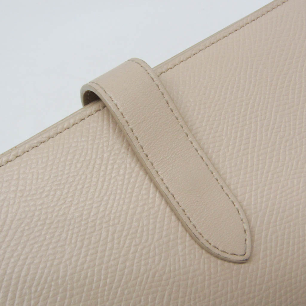 Celine Large Strap Wallet 10B633 Women's  Calfskin Long Wallet (bi-fold) Light Beige