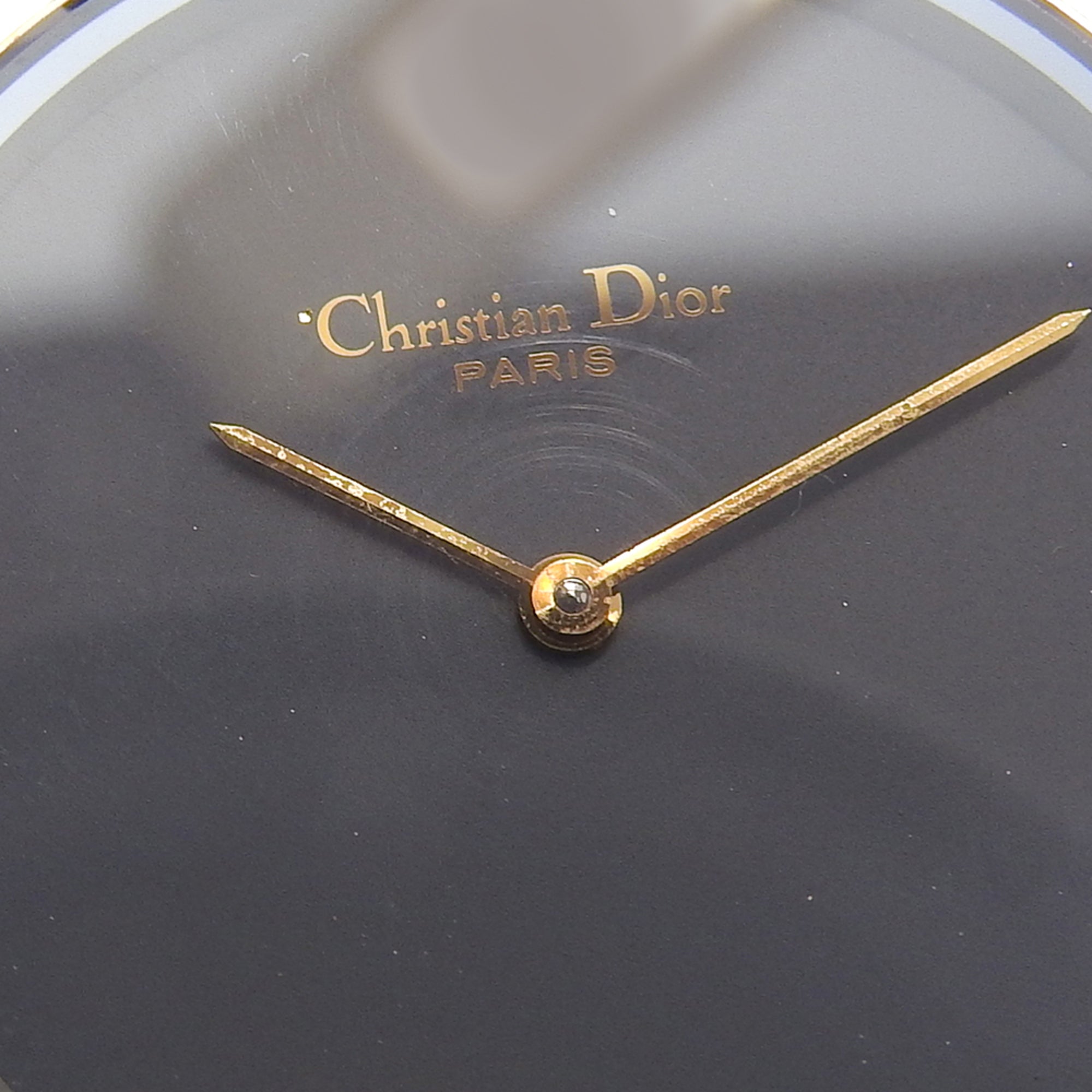Christian Dior Bakira Watch 47.153-4 Gold Plated x Leather Strap Quartz Analog Black Dial Women's — Good