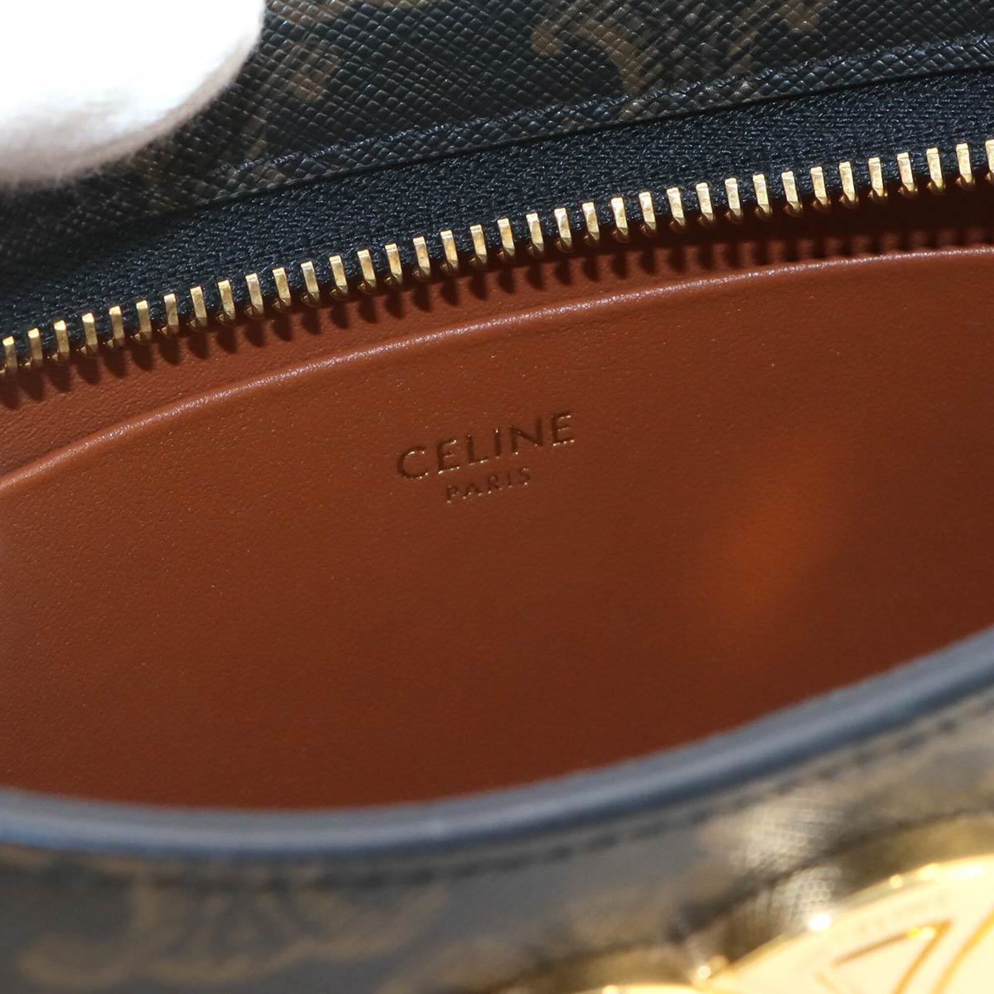 Celine Triomphe Shoulder Handbag, Leather, Brown, 115702, Gold Hardware — Like New