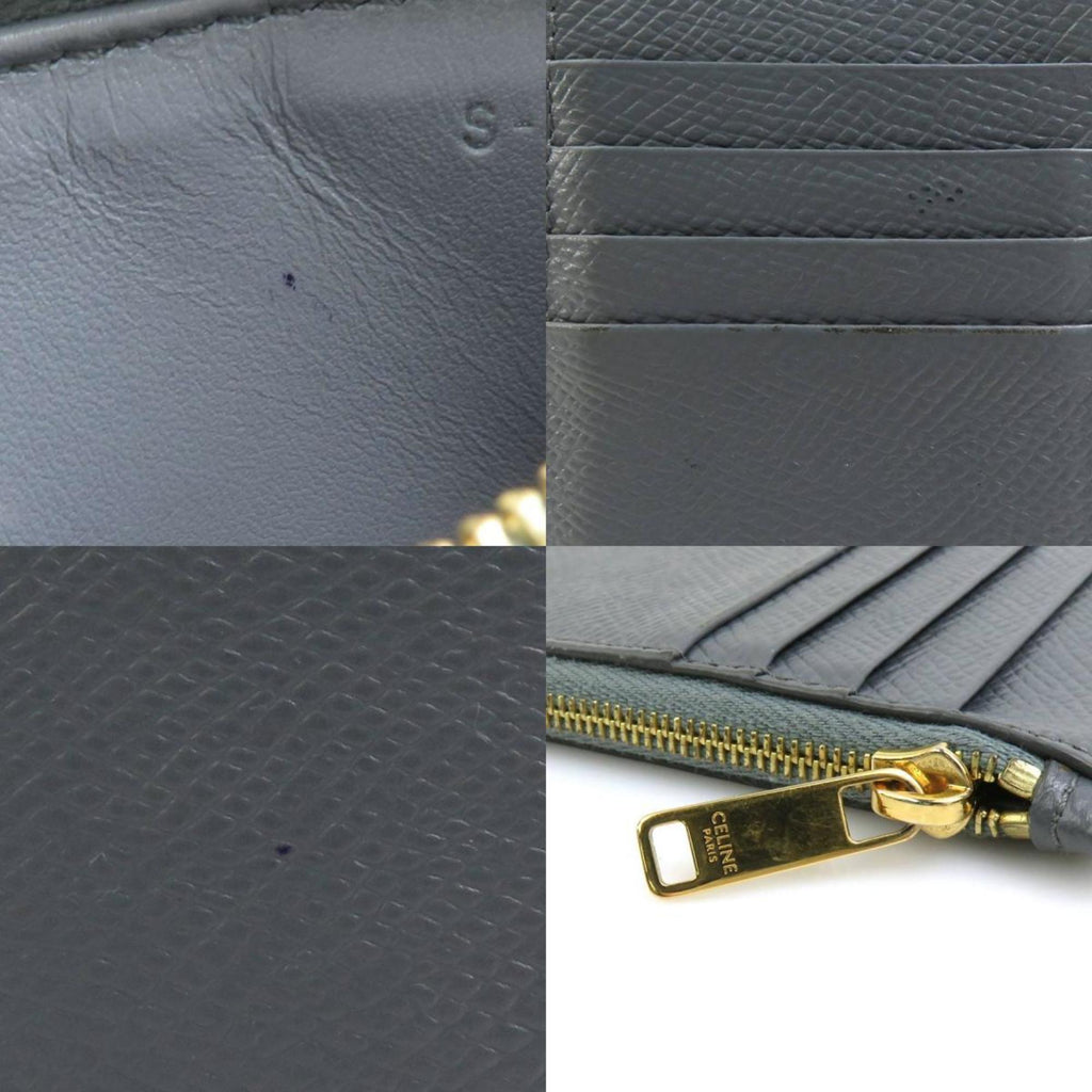 CELINE Wallet/Coin Case Leather Grey Men's Women's h31223a