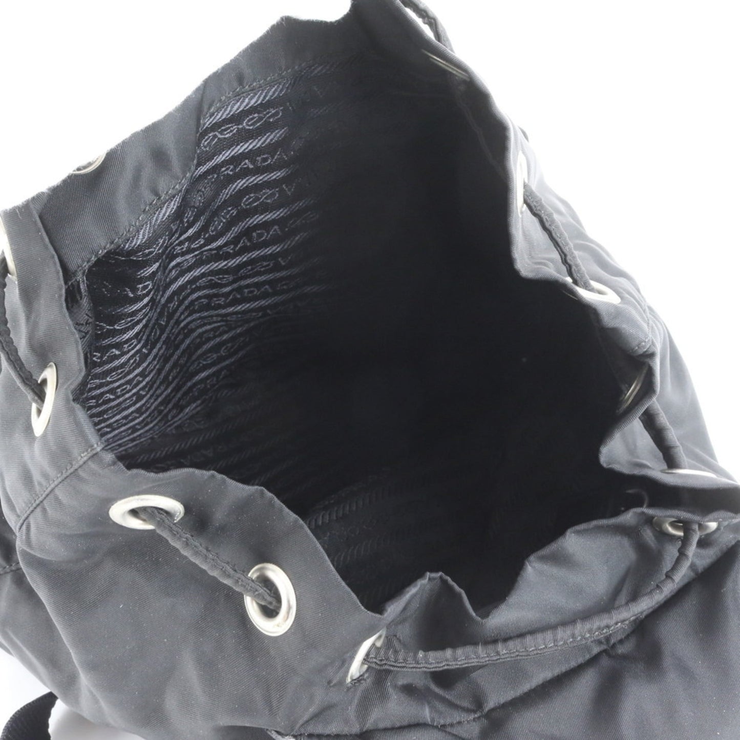 Prada Tessuto nylon and leather backpack with triangle logo, black, for women