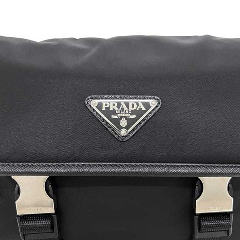 Prada Shoulder Bag f-25189 Black NERO Tessuto 2VD034 Unused Nylon Saffiano Leather Re-Nylon 279 102 PRADA RE NYLON Crossbody Strap Flap — Like New