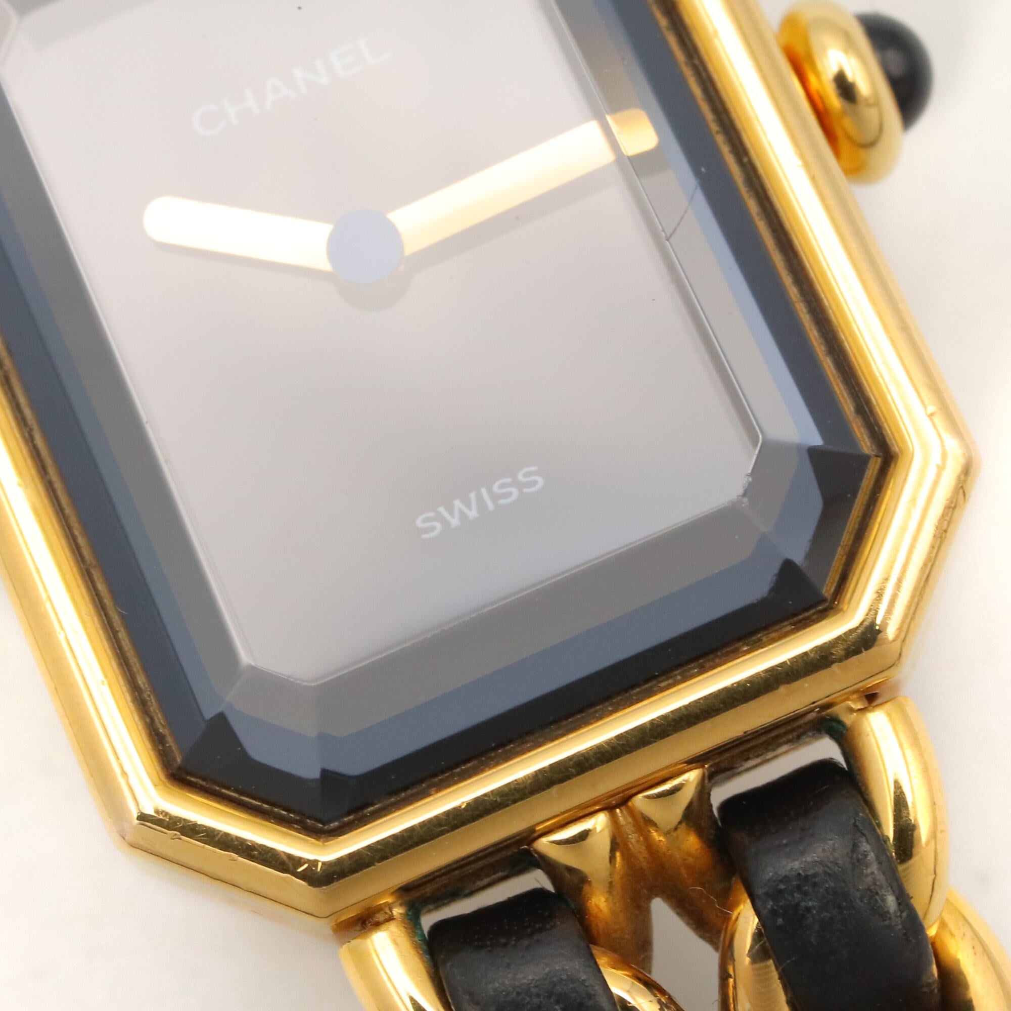 Chanel CHANEL Première Watch, Gold Plated (GP), Leather Strap, Women's, Black, H0001 — Very Good