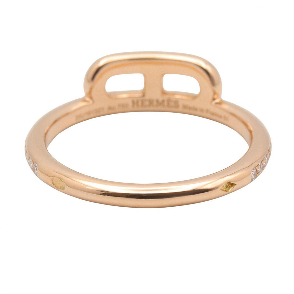 Hermes Link d'Hermès Diamond Ring, 18K Pink Gold (PG), Clear/Gold Tone, Women's H121673B — Like New