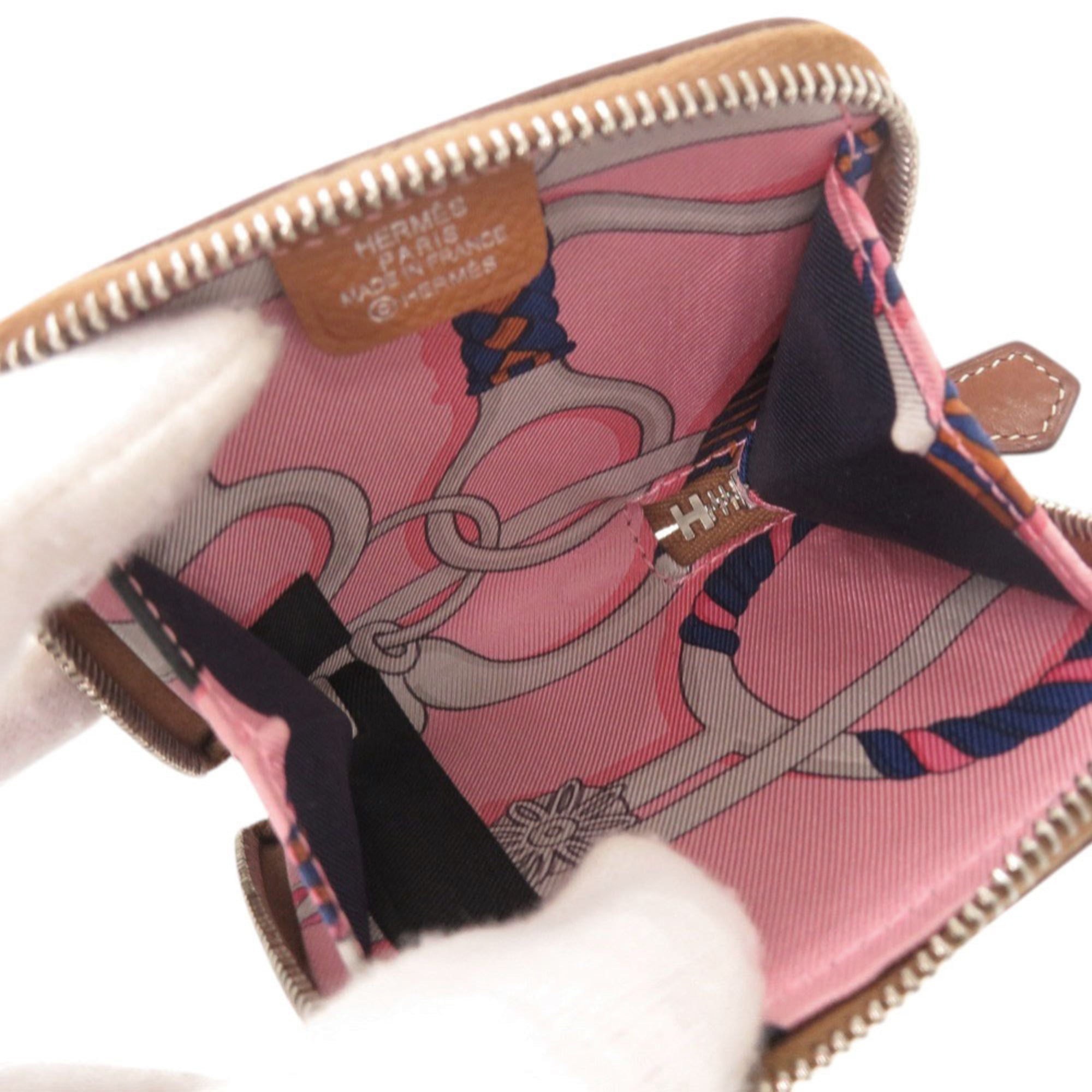 Hermes Excellent condition Hermès Azap Silkin Compact Mini, Epsom leather, gold with silver hardware, C stamp (2018), brown, 1560