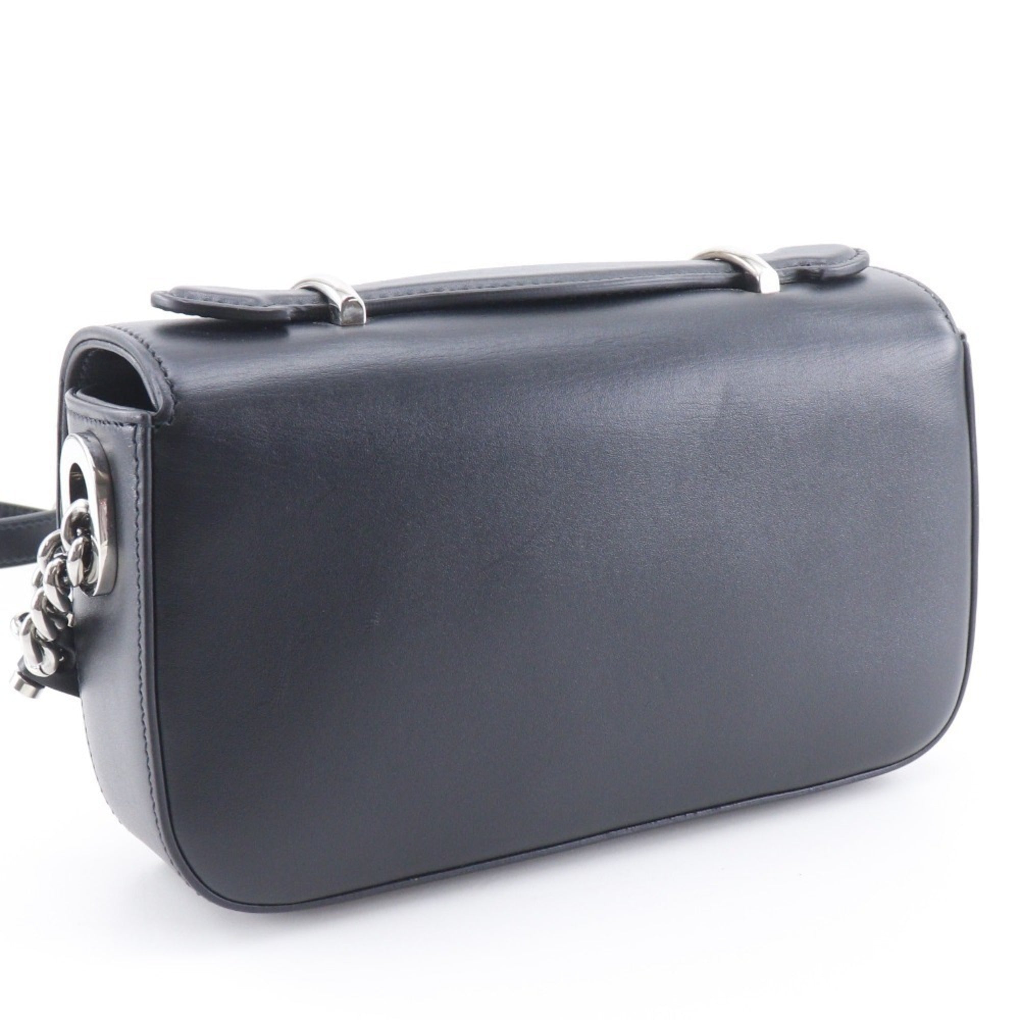 Gucci Petit GG Shoulder Bag, Double G, 2-Way, 739722, Leather, Black, Flap, GG, Women's — Like New