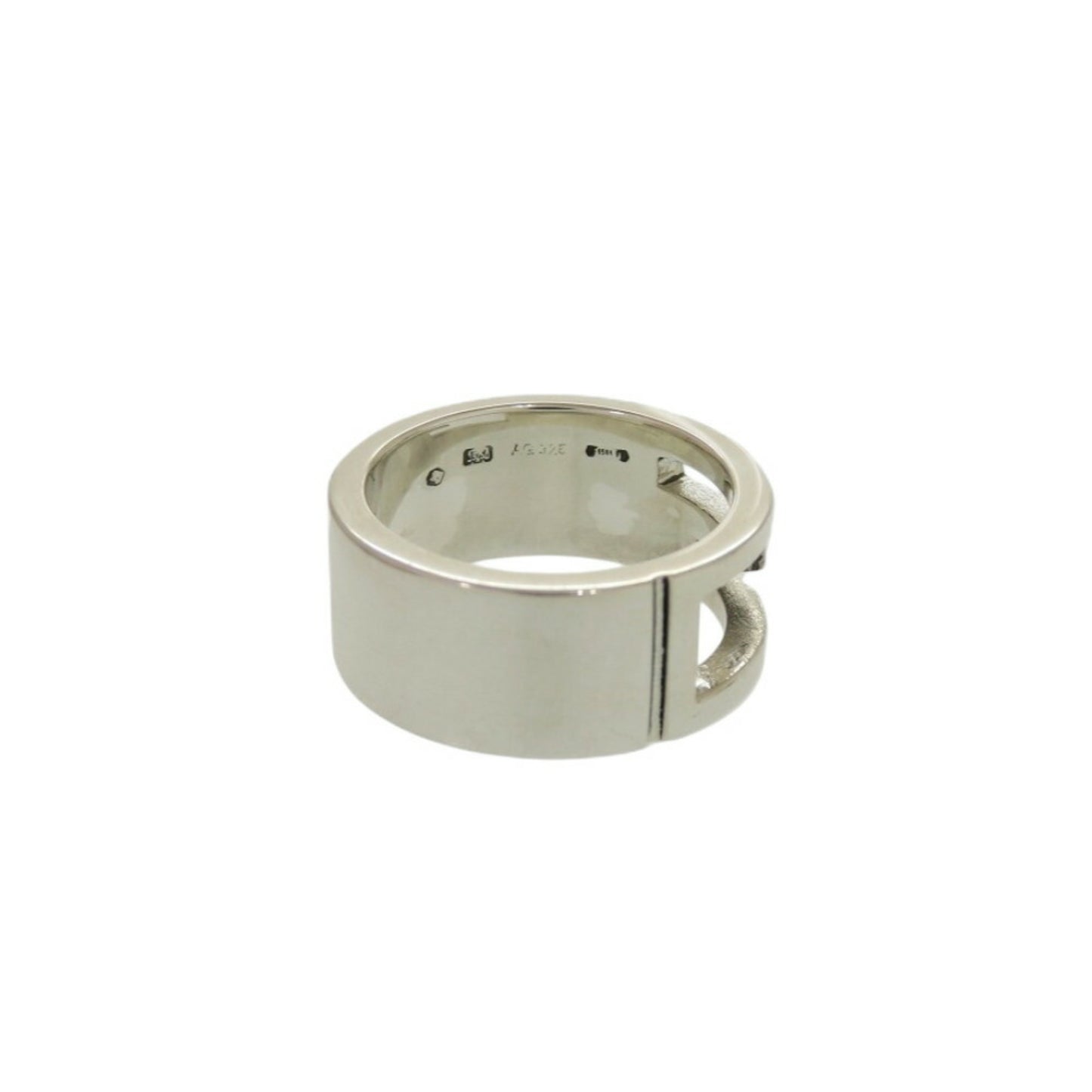 Gucci Branded G Cutout Silver Ring, Size 8, 925 Sterling Silver, 0408GUCCI