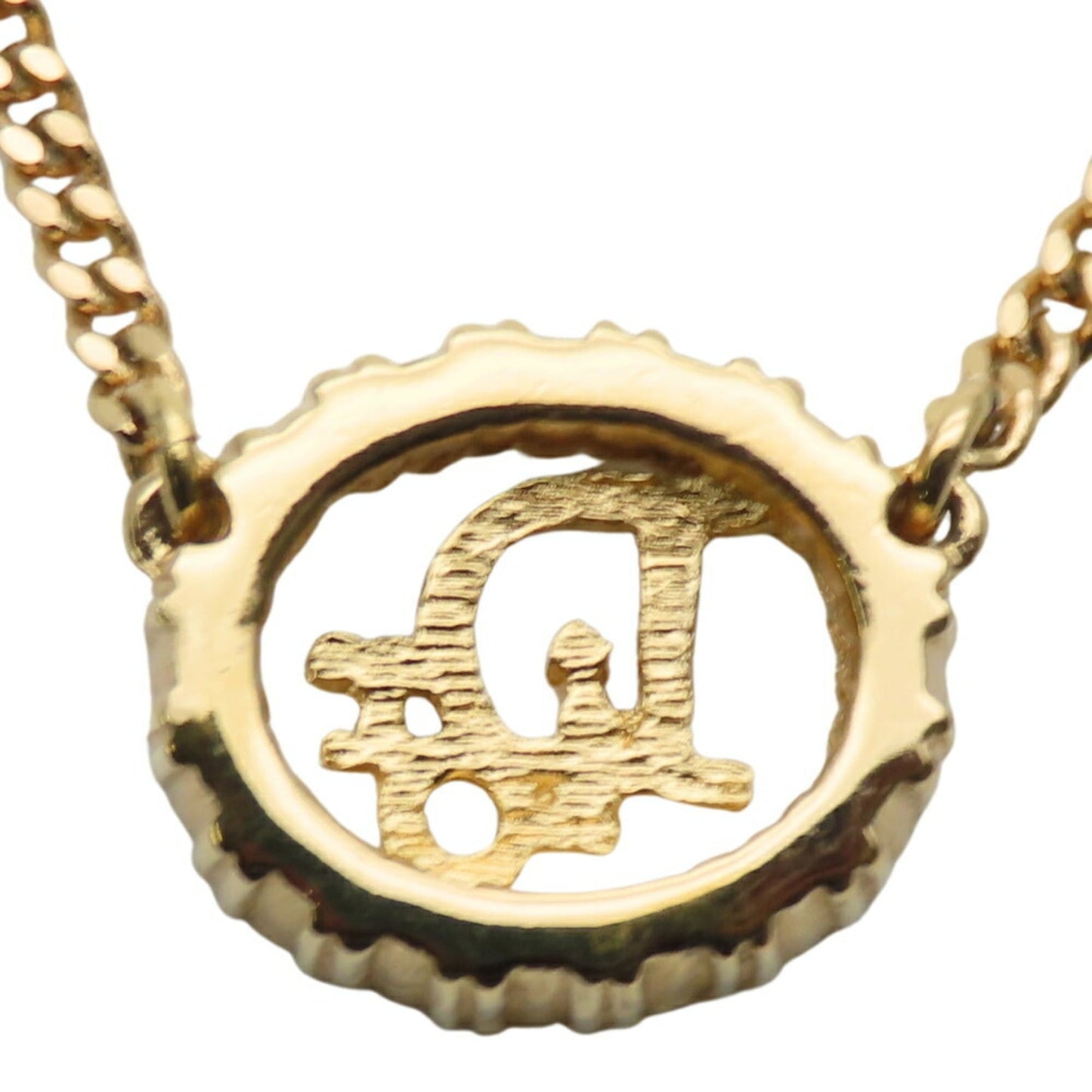 Christian Dior Necklace, Metal, Rhinestone, Gold Plated, GP, Women's,