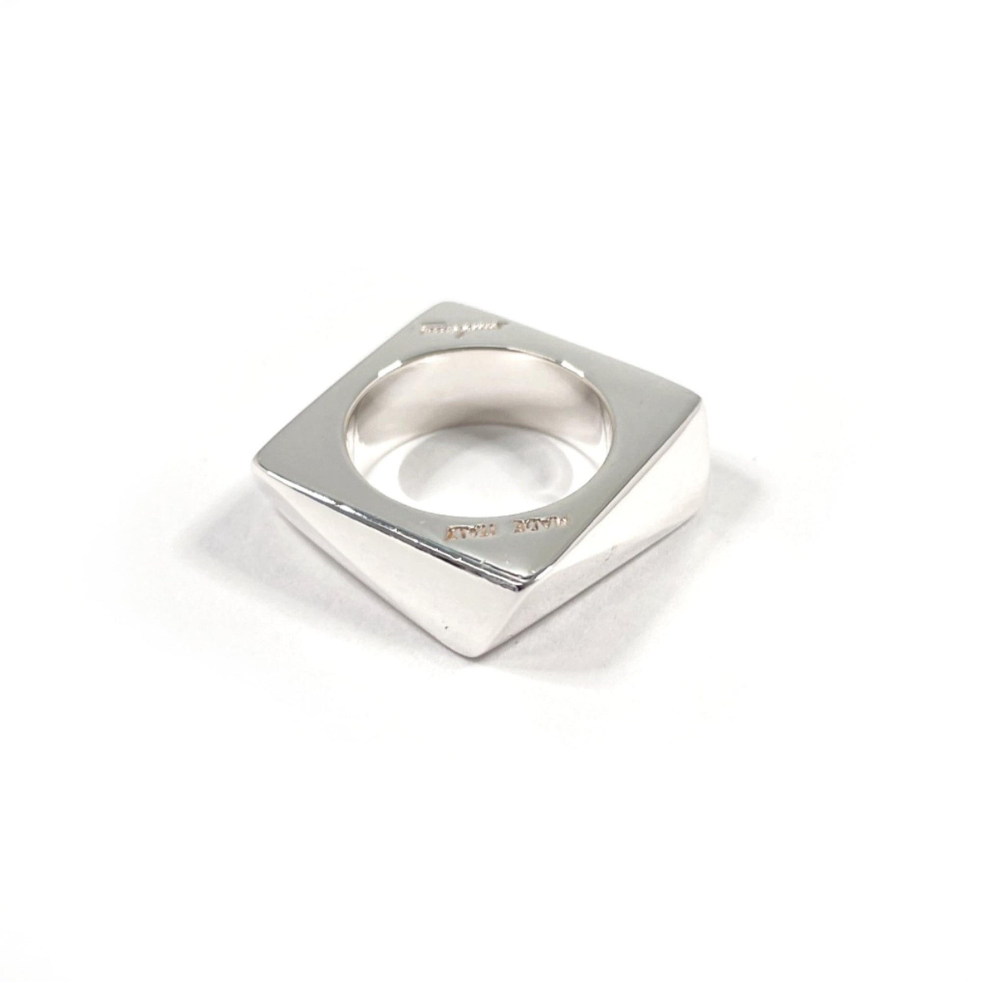 Salvatore Ferragamo Square Ring, Sterling Silver 925, Size 9, Silver, Women's — Like New