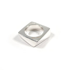 Salvatore Ferragamo Square Ring, Sterling Silver 925, Size 9, Silver, Women's — Like New