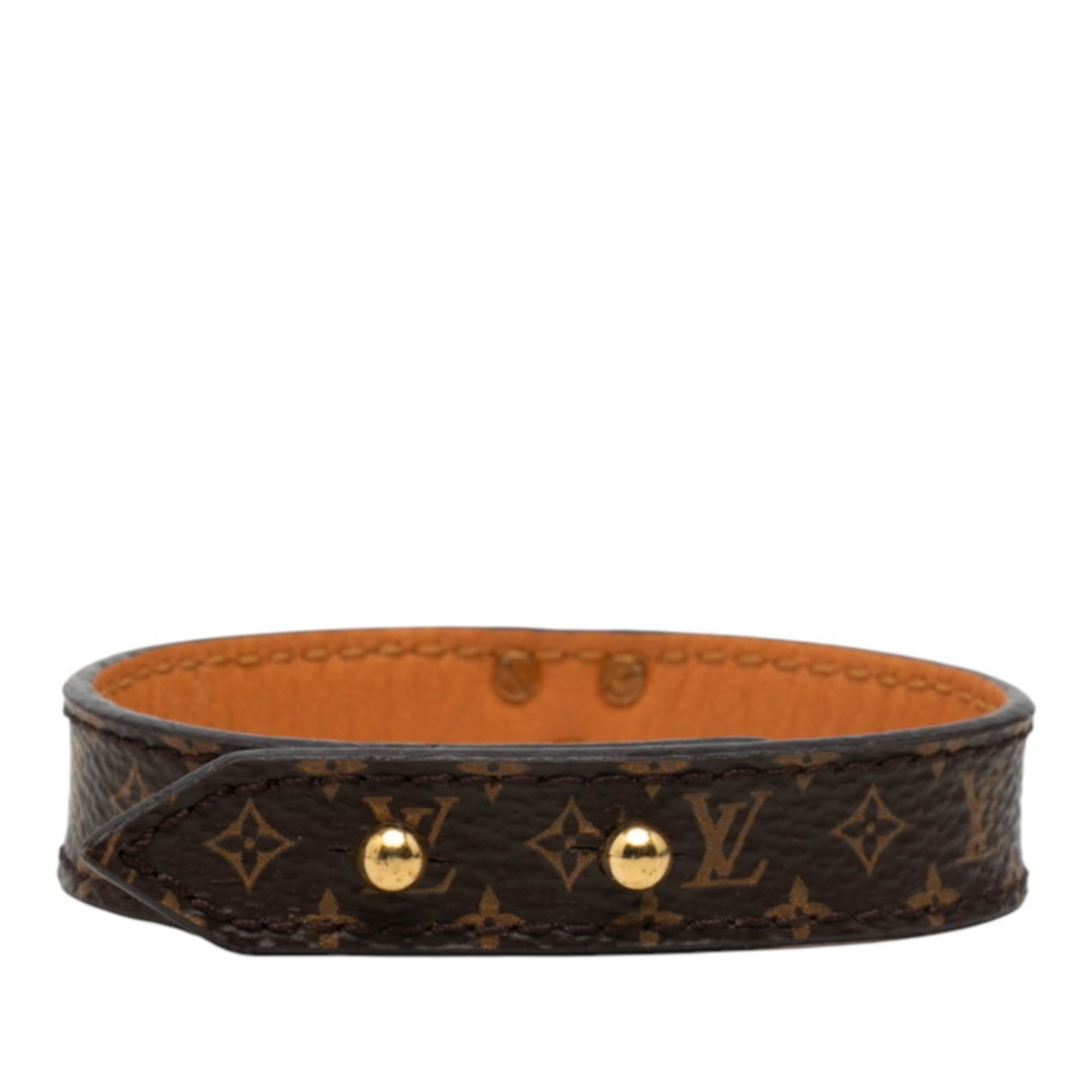 Louis Vuitton Monogram Essential V Bracelet, Size 17, M6042G, Brown Gold Plated, Women's, LOUIS VUITTON