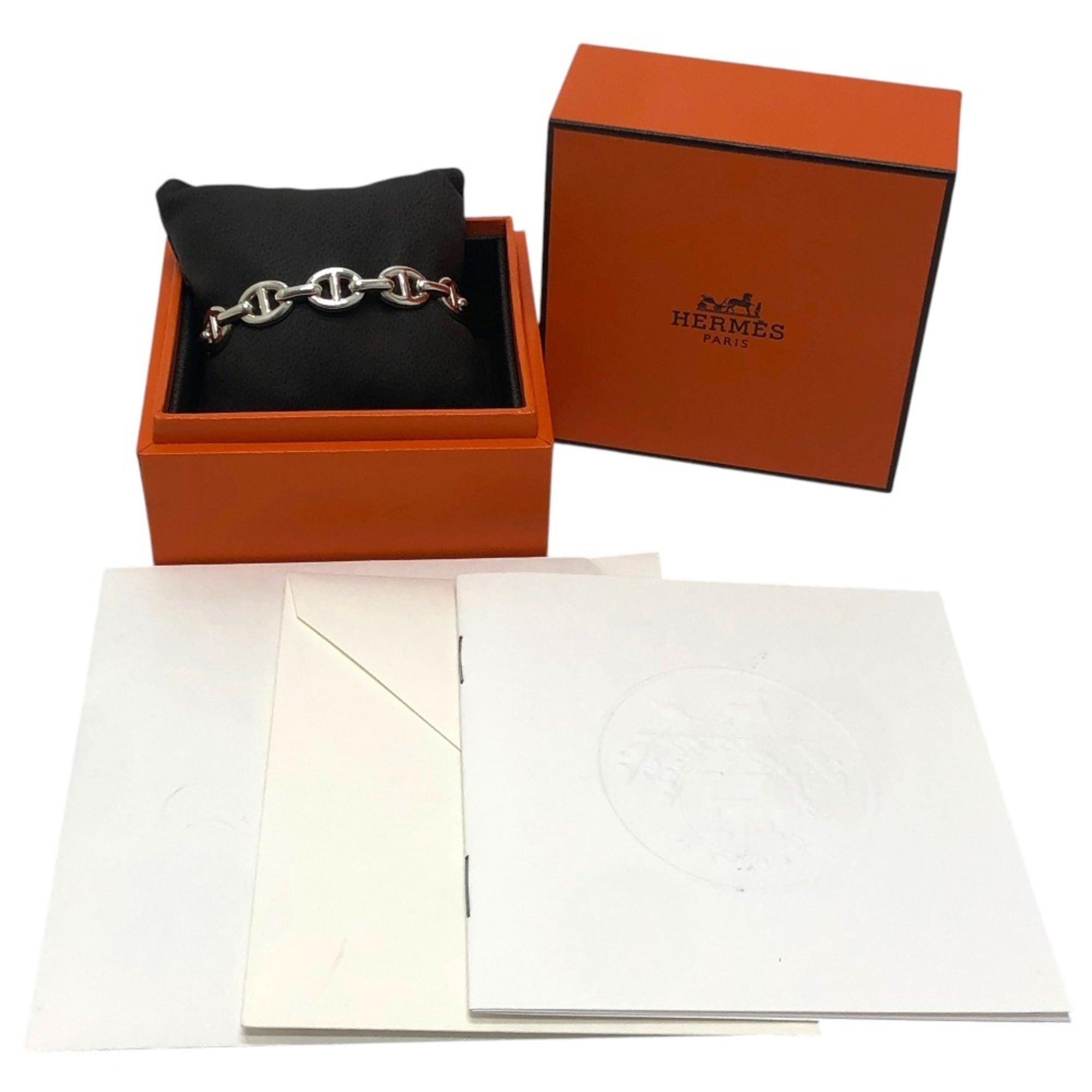 HERMES Chaine d'Ancre Enchainée SH size accessory bangle SV925 women's silver like new — Like New