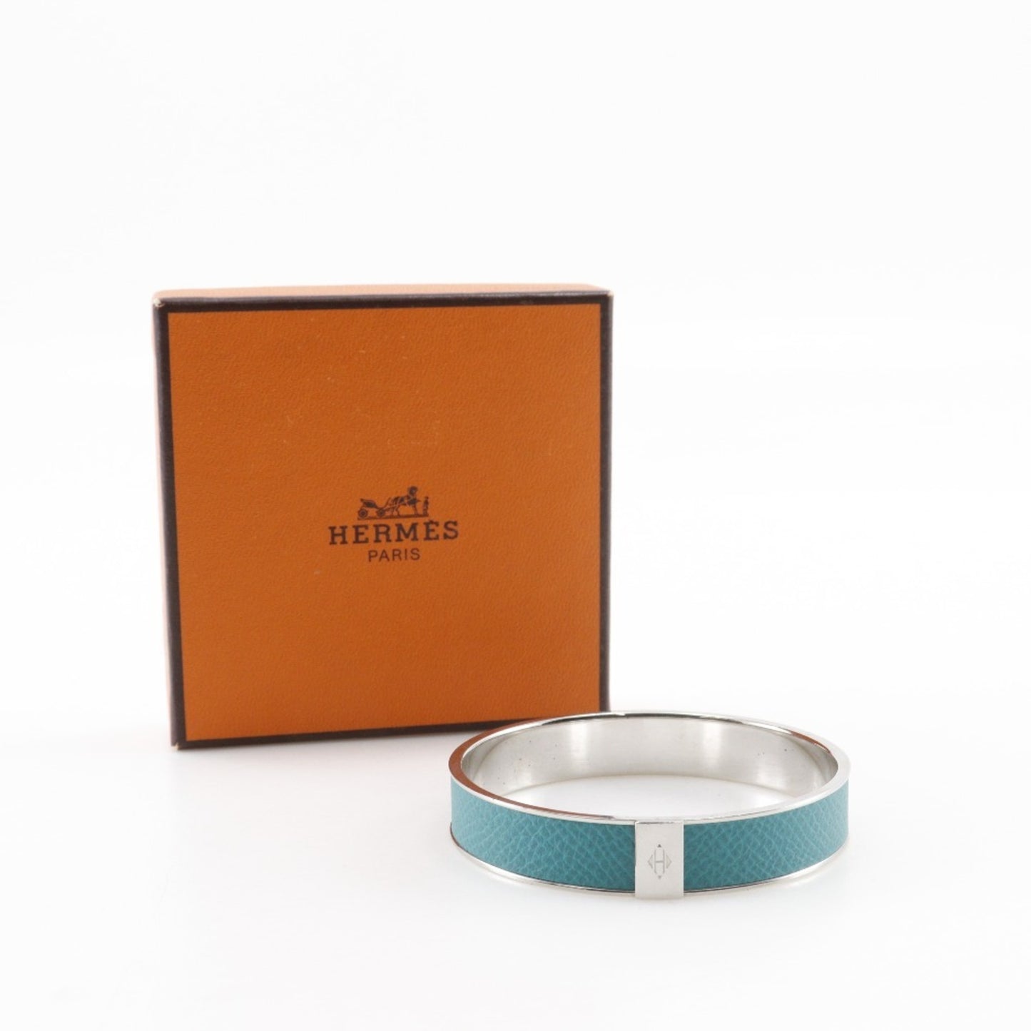 Hermes HERMES KAWAII Bangle x Veau Epsom Blue Paon Silver/Blue Approx. 27.3g Cute Women's