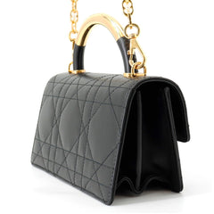 Christian Dior Macro Cannage Ange Mini Calf Leather Handbag M4401UNMZ 2-way Black — Like New