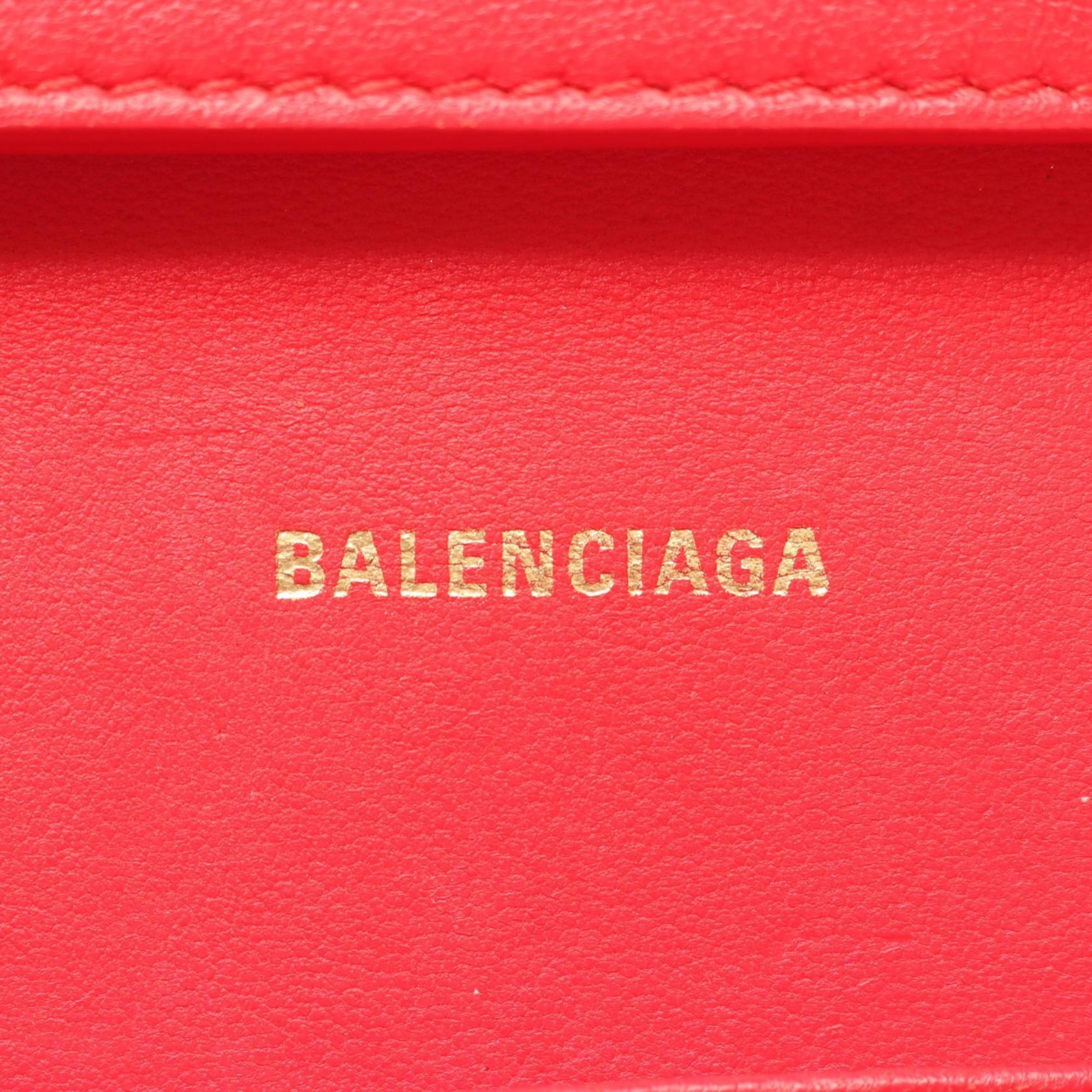 Balenciaga Hourglass Shoulder Bag, Leather, Women's, Red