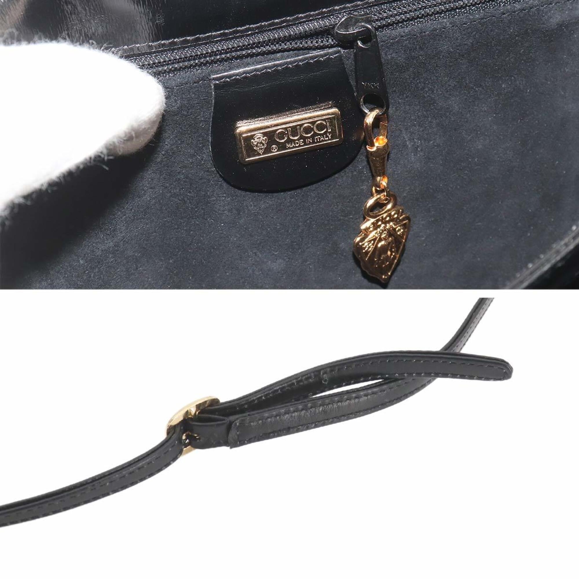 Gucci Double G Shoulder Handbag, Leather, Black, Gold Hardware — Like New
