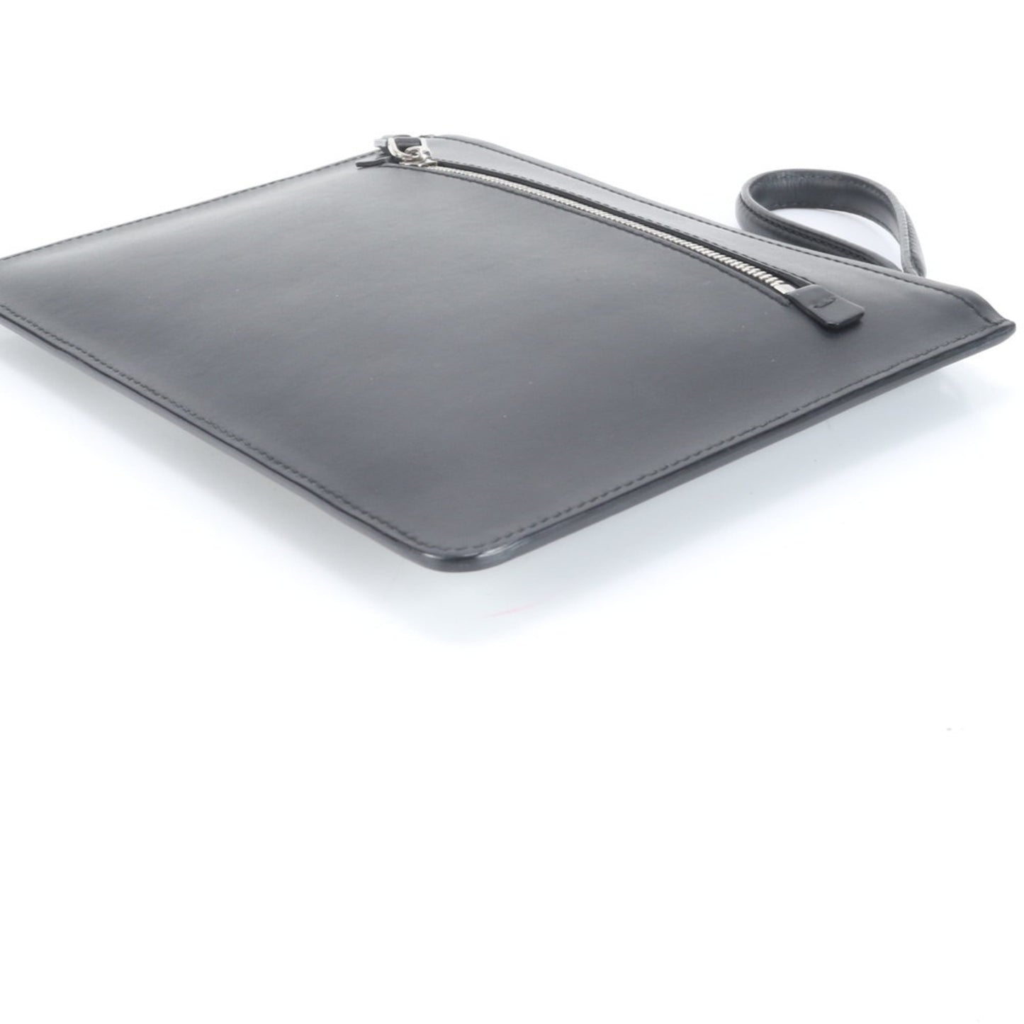 Salvatore Ferragamo Double Gancini Leather Clutch Bag Pouch Black Men's