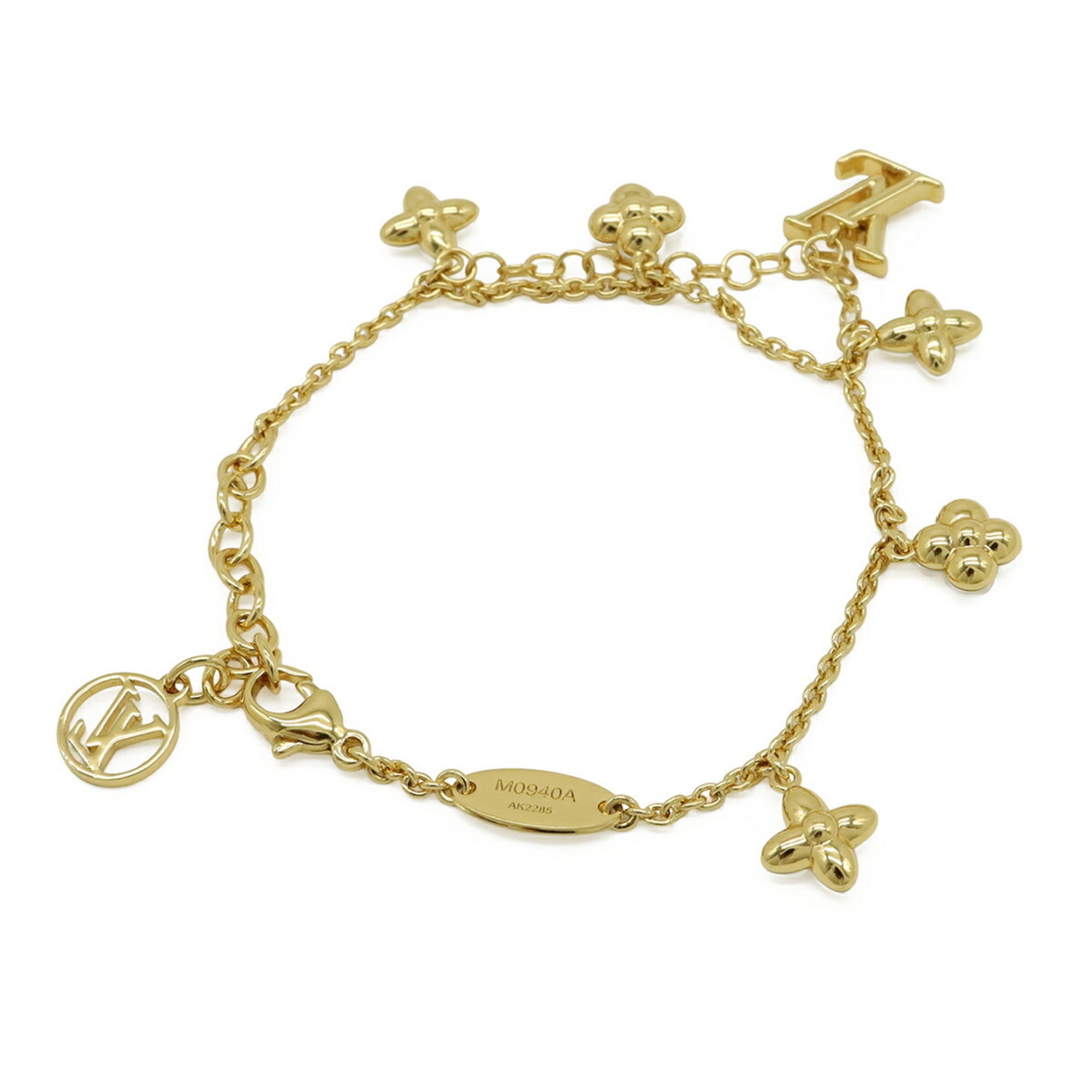 LOUIS VUITTON Louis Vuitton Bracelet LV Floragram Monogram Flower GP Gold M0940A — Like New