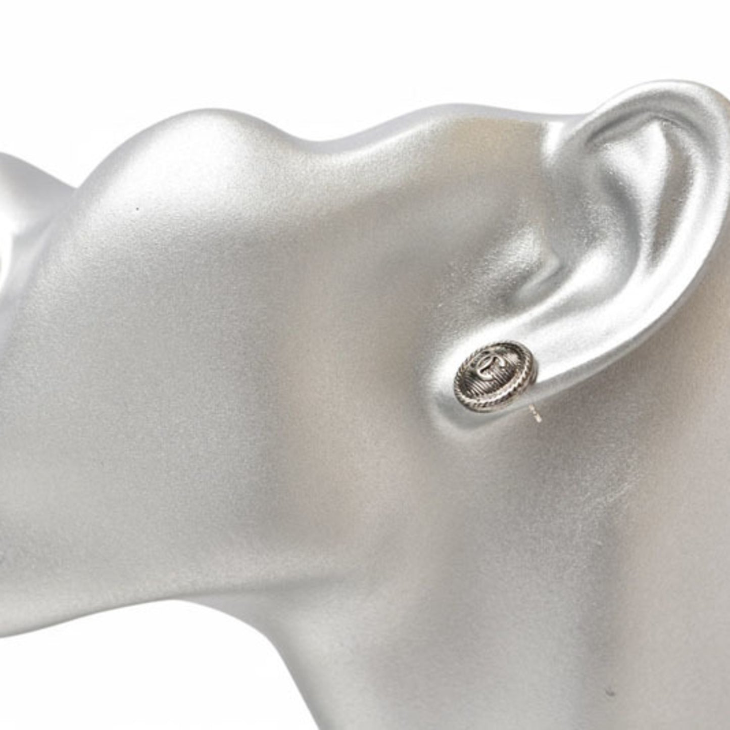 Chanel Earrings CHANEL CC Coco Mark Circle Motif Silver B18