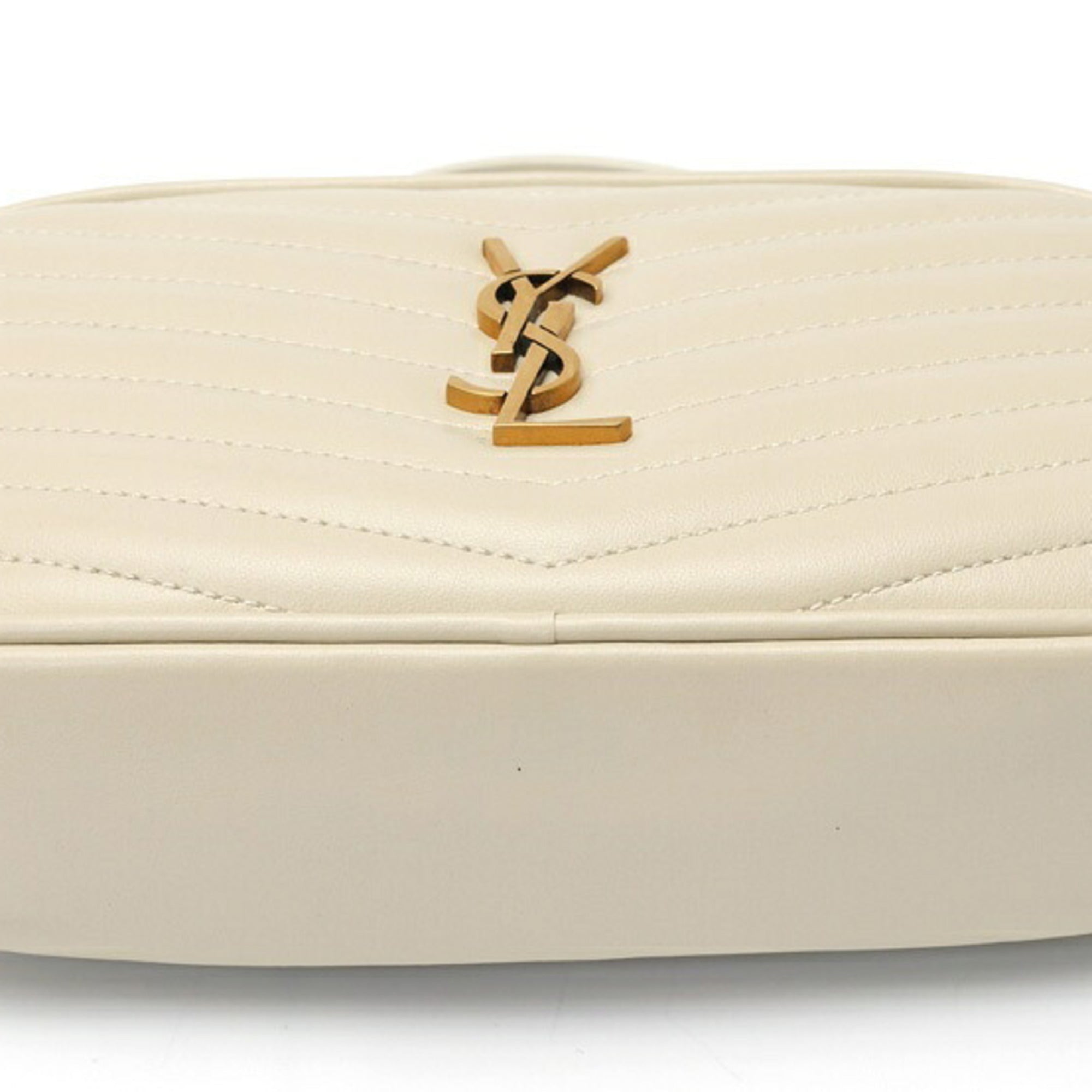 Saint Laurent Lou Chain Shoulder Bag 748849 Quilted Leather Ivory S-160082 — Like New