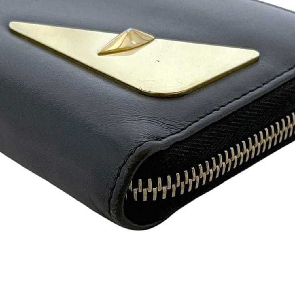 Fendi round long wallet ec-24631 Black Bugs 7M0210 leather metal SQP 198 3260 FENDI Monster Eye black men's women's