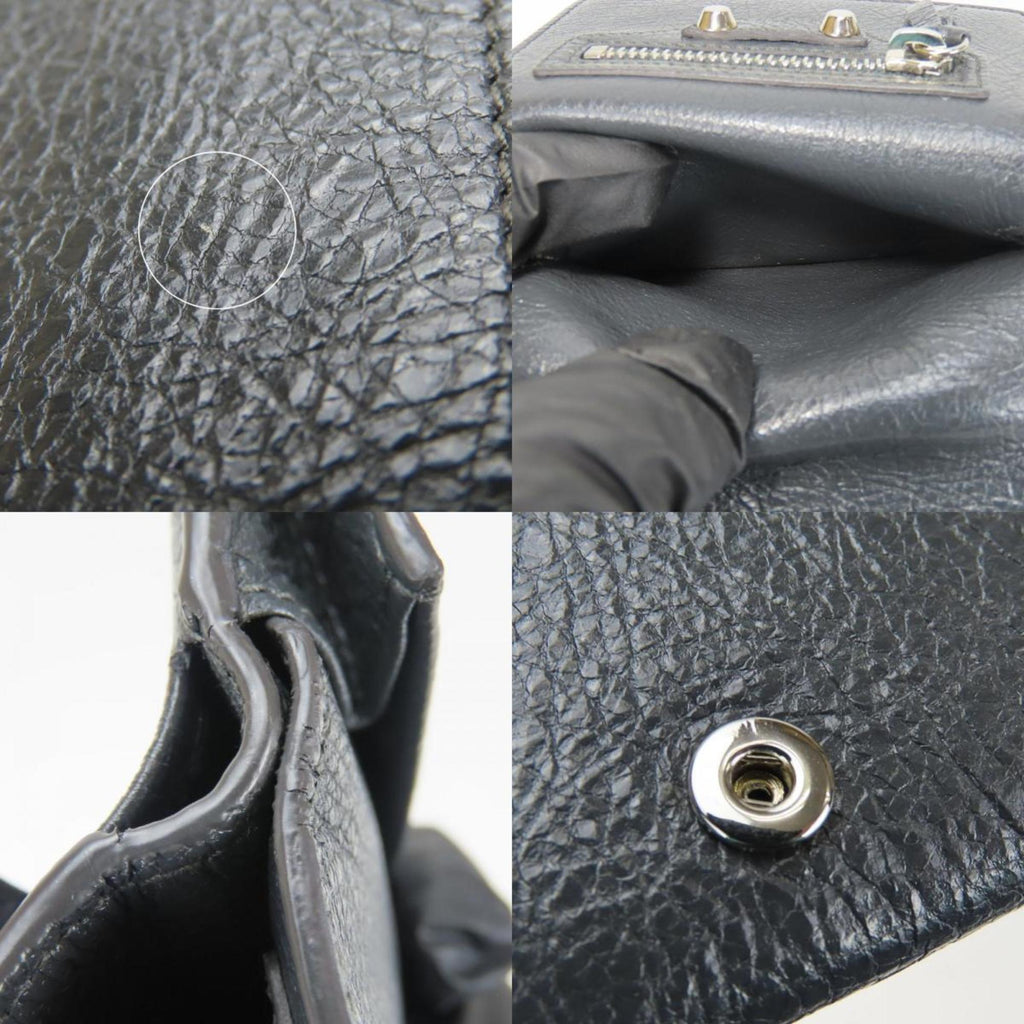 Balenciaga Tri-fold Wallet 477455 Classic Leather Gray Compact with Coin Purse Women's BALENCIAGA