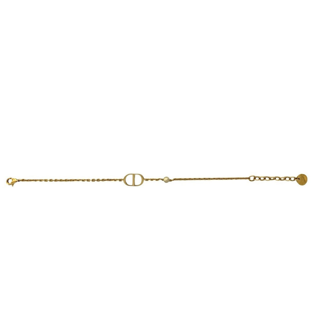 Christian Dior CD GP Faux Pearl Chain Bracelet in Gold (1135b)