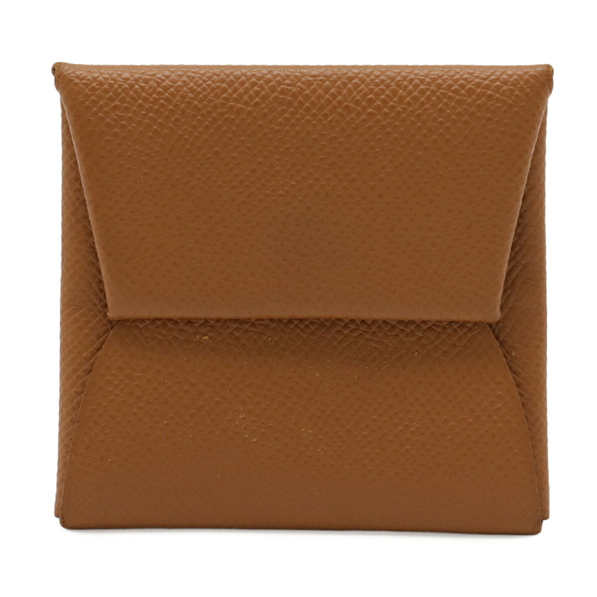 HERMES Bastia Coin Case, Wallet, Purse, Epsom Leather, Gold, Camel, □P Stamp