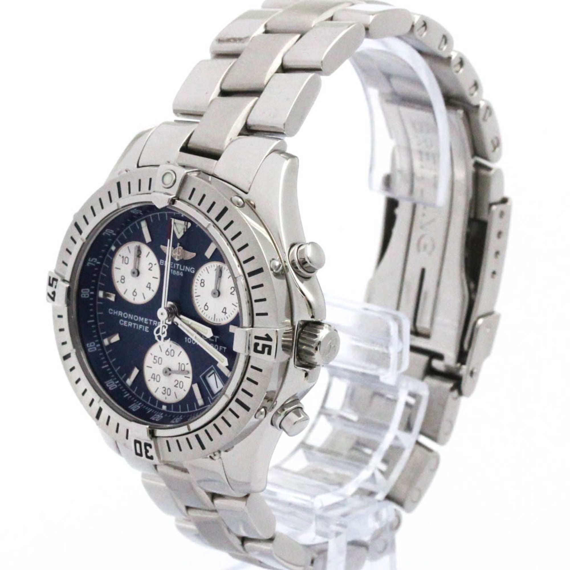 BREITLING Chrono Colt Steel Quartz Mens Watch A73350 Polished — Very Good