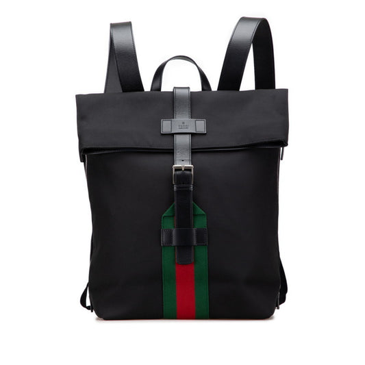 Gucci Sherry Line Backpack 619749 Black Nylon Leather Men's GUCCI