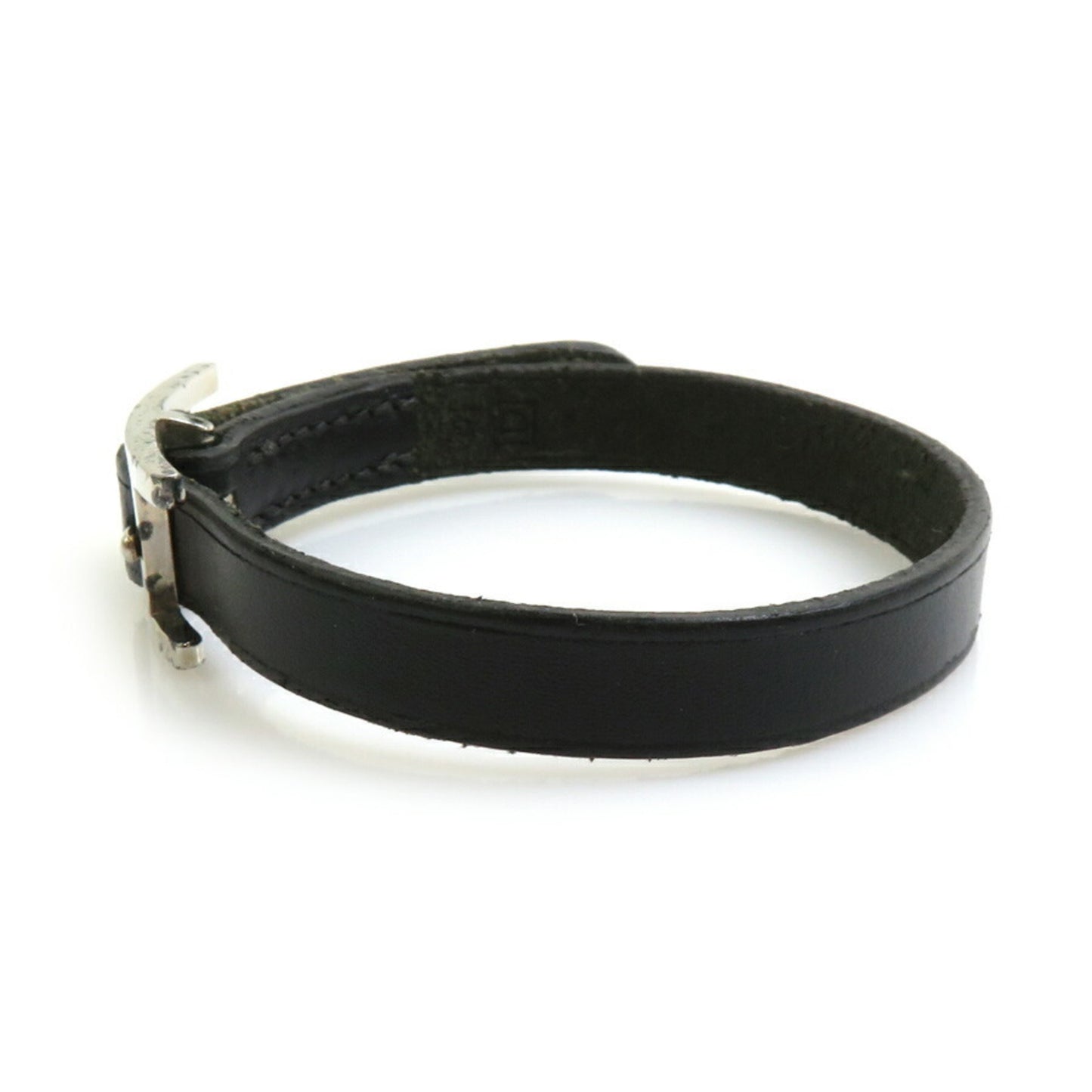 Hermes HERMES bracelet API leather metal black silver ladies e60428a