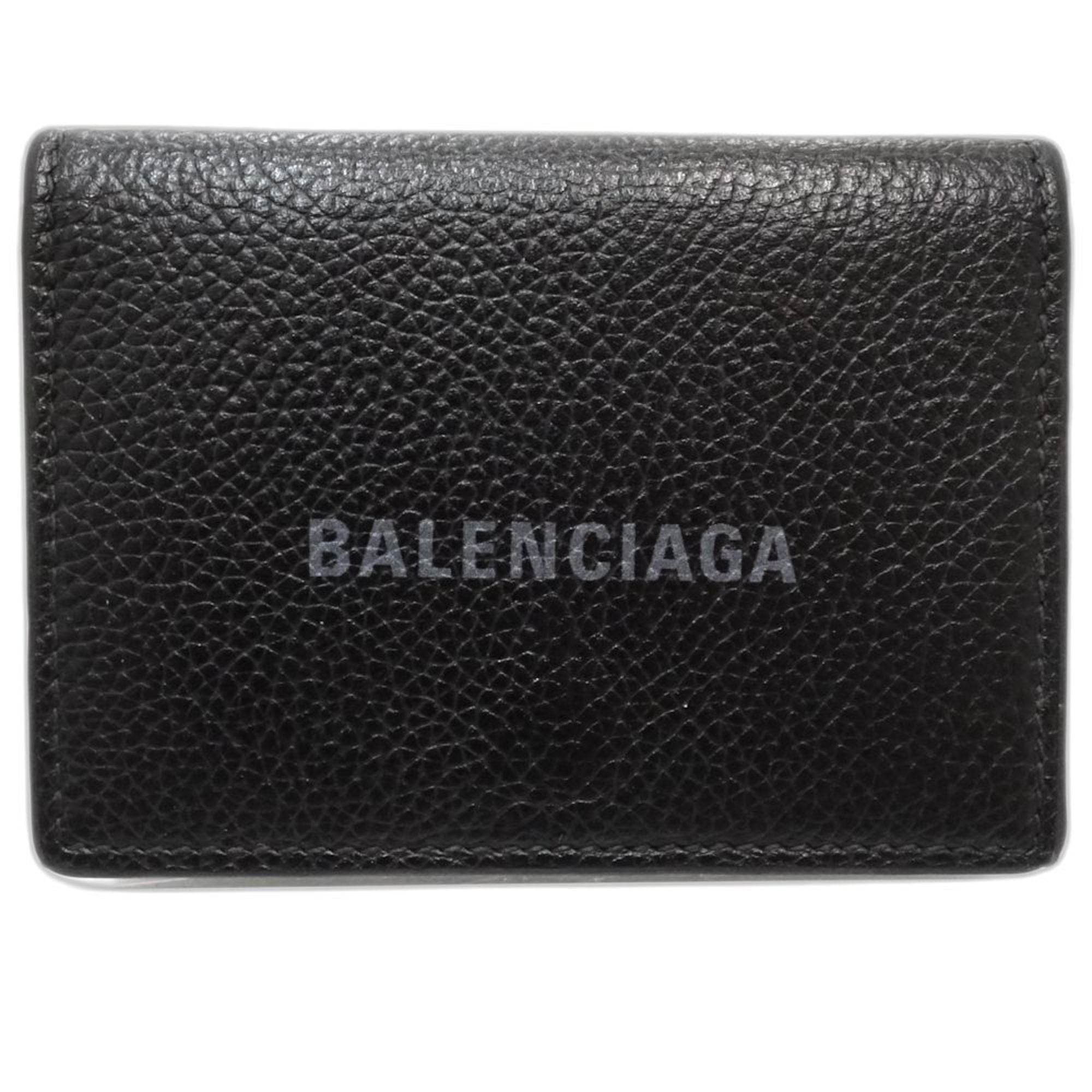 BALENCIAGA Cash Mini Wallet, Black Calfskin, 954312, Women's, Tri-fold 181859