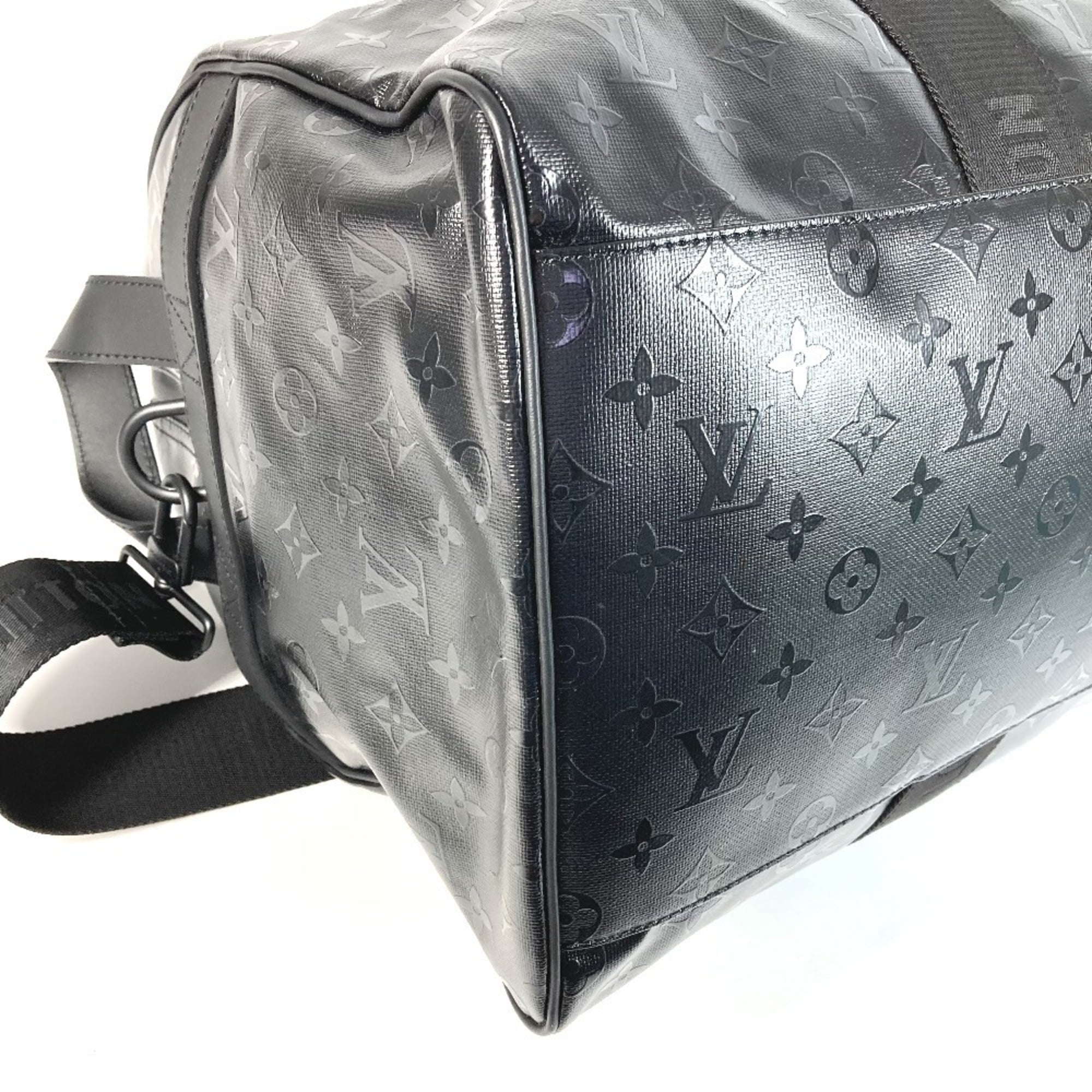 LOUIS VUITTON M23786 LV SKI Monogram Storm Keepall 55 Travel Bag, 2-Way Shoulder Bag/Boston Leather, Men's/Women's, Black, Like New — Like New