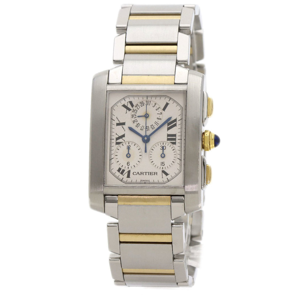 Cartier Tank Française Chrono Reflex W51004Q4 Men's Stainless Steel Watch in 18K White Gold