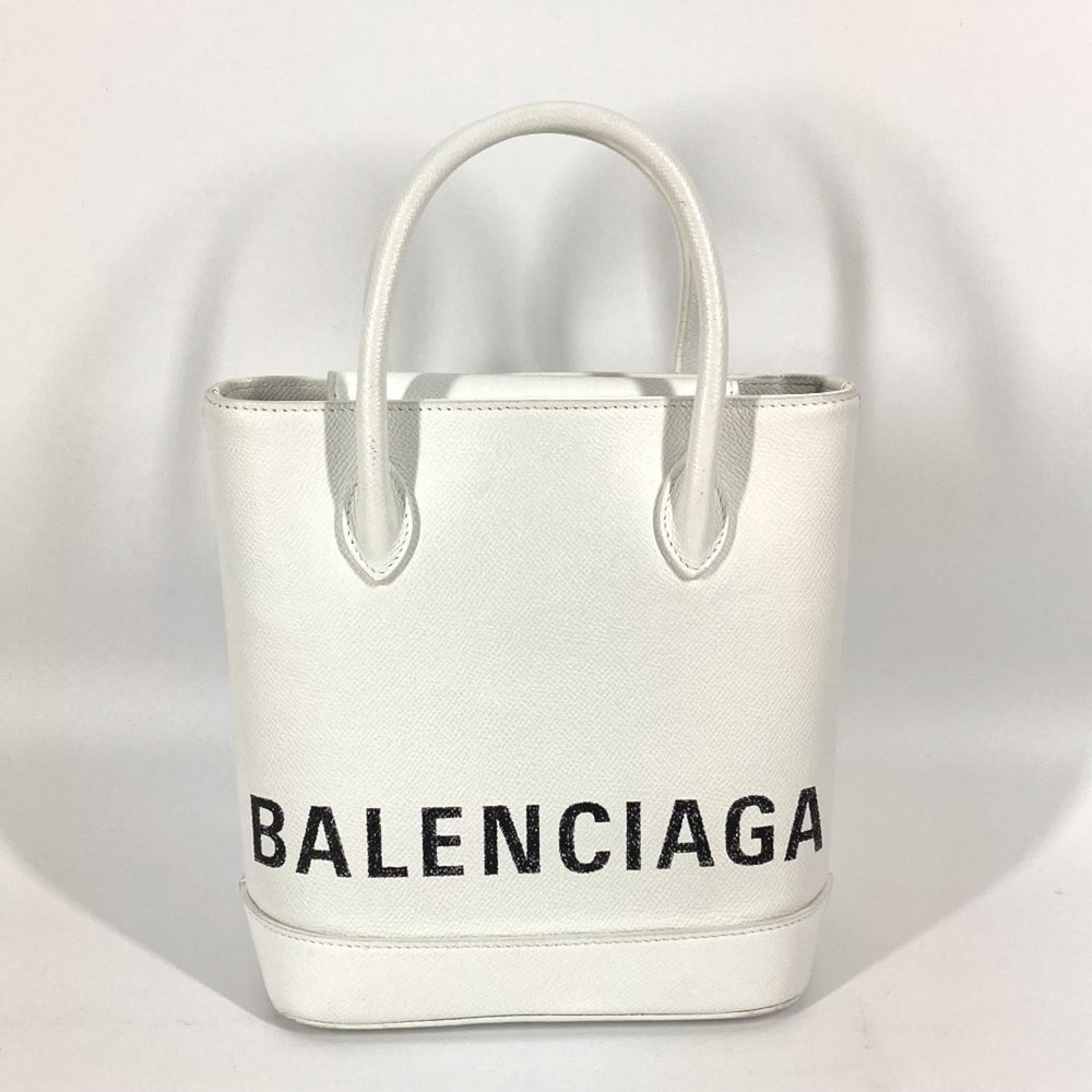 Balenciaga 596159 logo 2WAY Hand Bag Tote Bag Crossbody Shoulder Bag White Black — Like New