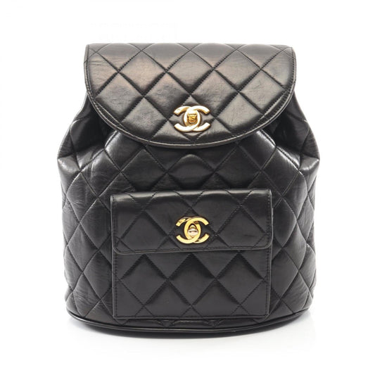 CHANEL Matelasse Backpack Bag in Lambskin Leather, Women's, Black