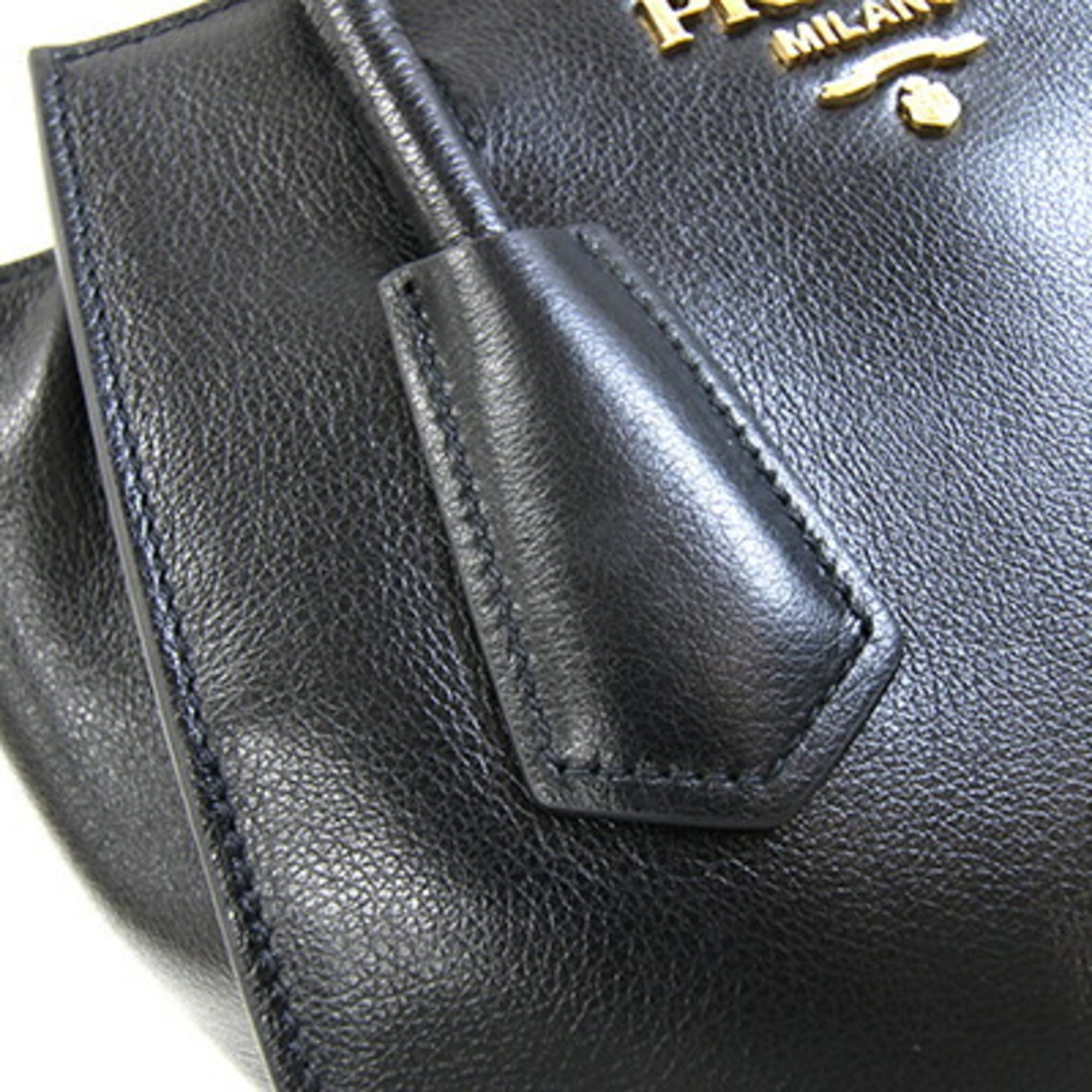 Prada Handbag 1BG369 Black Leather Shoulder Bag for Women