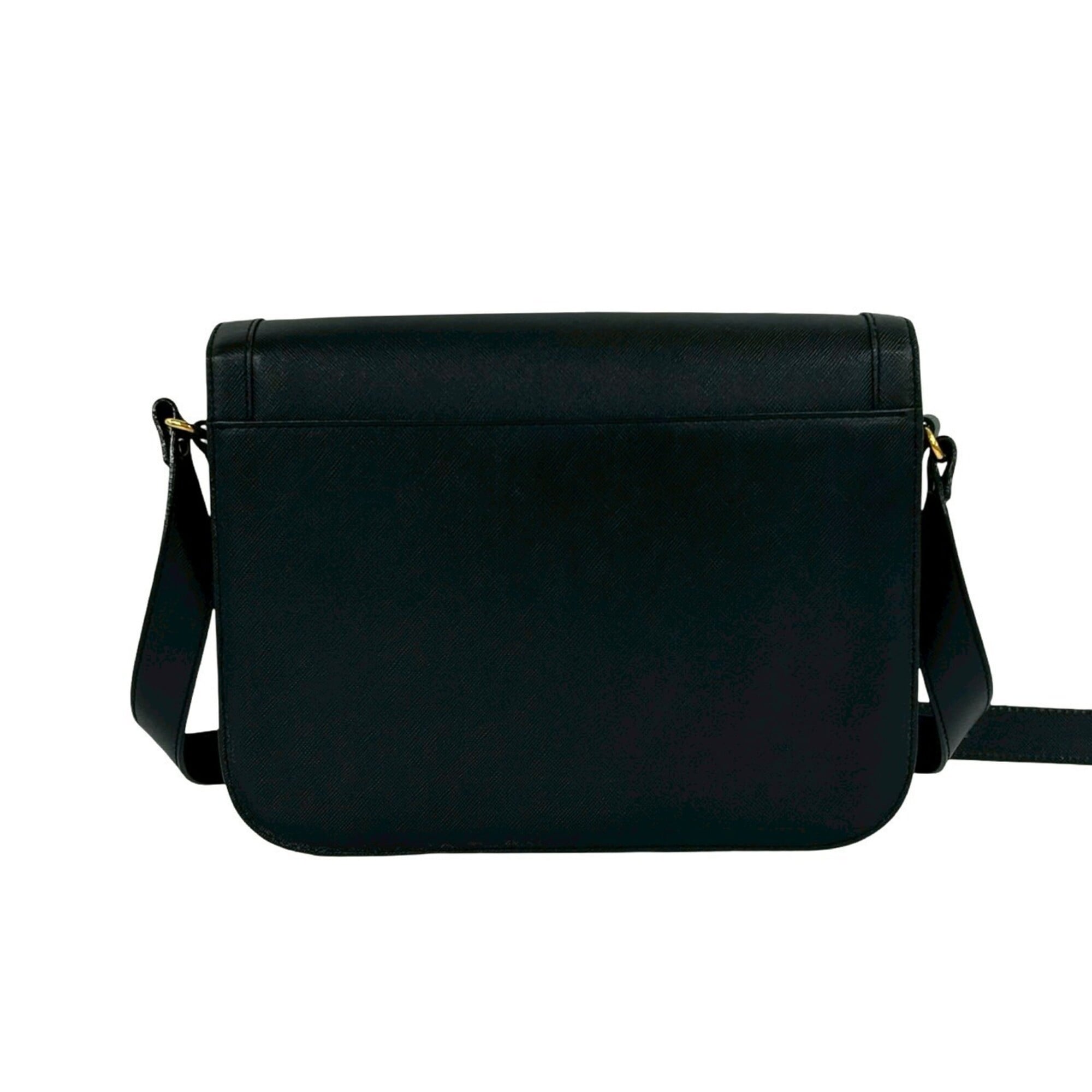YVES SAINT LAURENT Vintage YSL Logo Leather Semi-Shoulder Bag, Black, 68785 — Like New